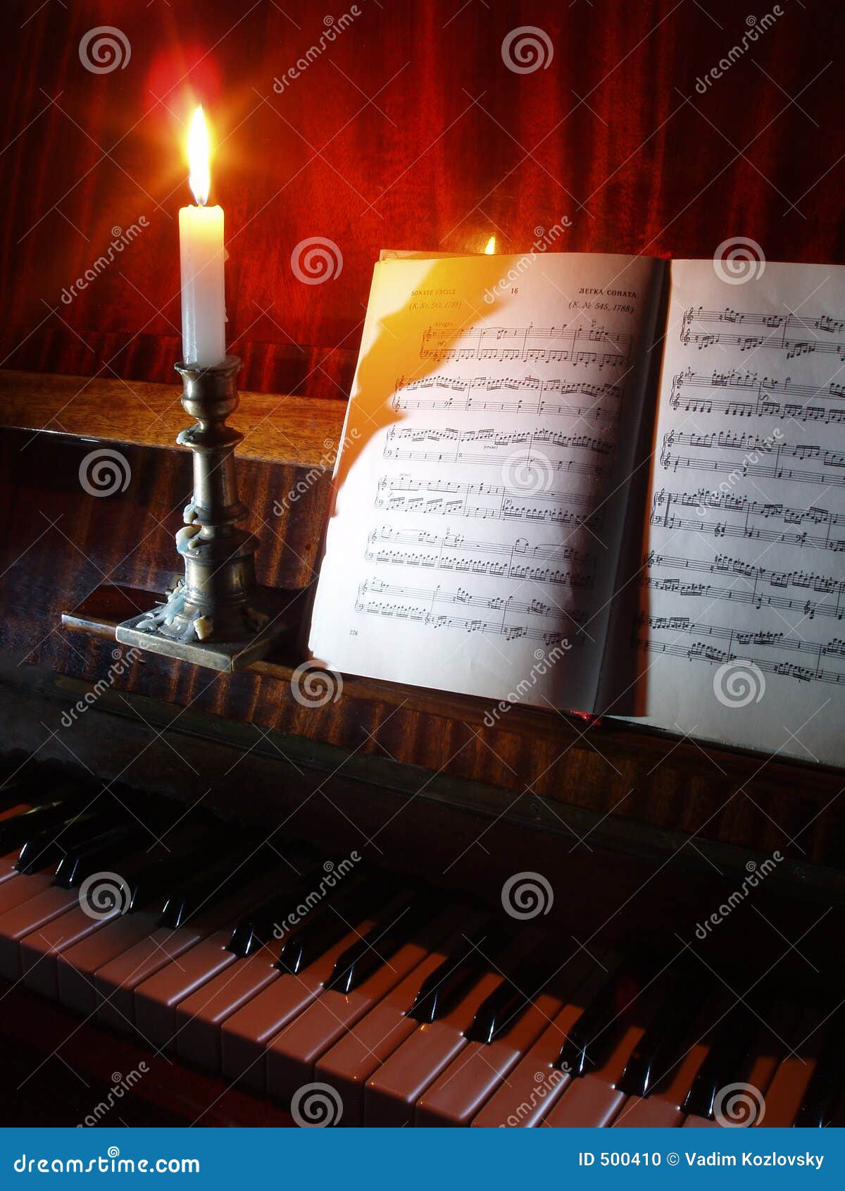 Piano And Sheet Music In The Candle Lighting Stock Photo Image 500410