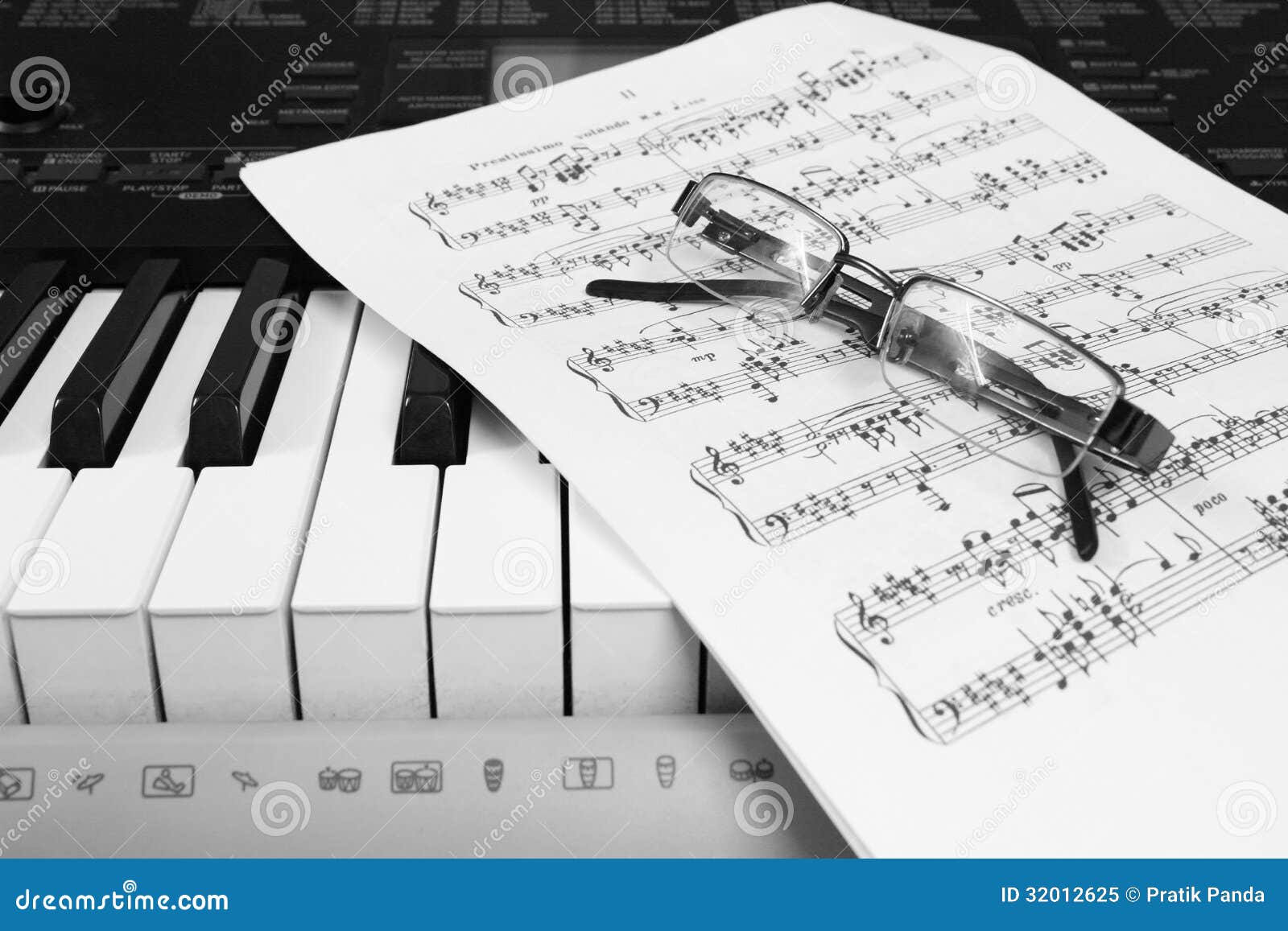 Piano Sheet Music And Glasses Stock Image - Image of ...