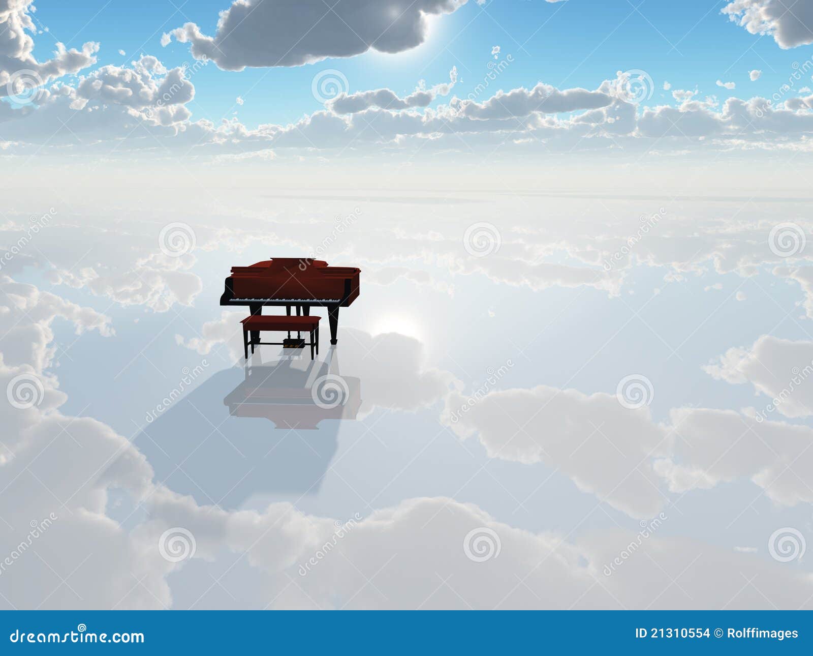 piano in stark white landscape