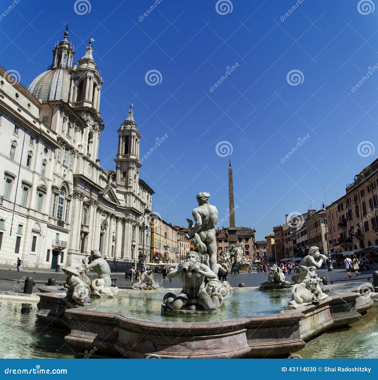 Piazza Navona Panoramic View Editorial Image - Image of cathedral ...
