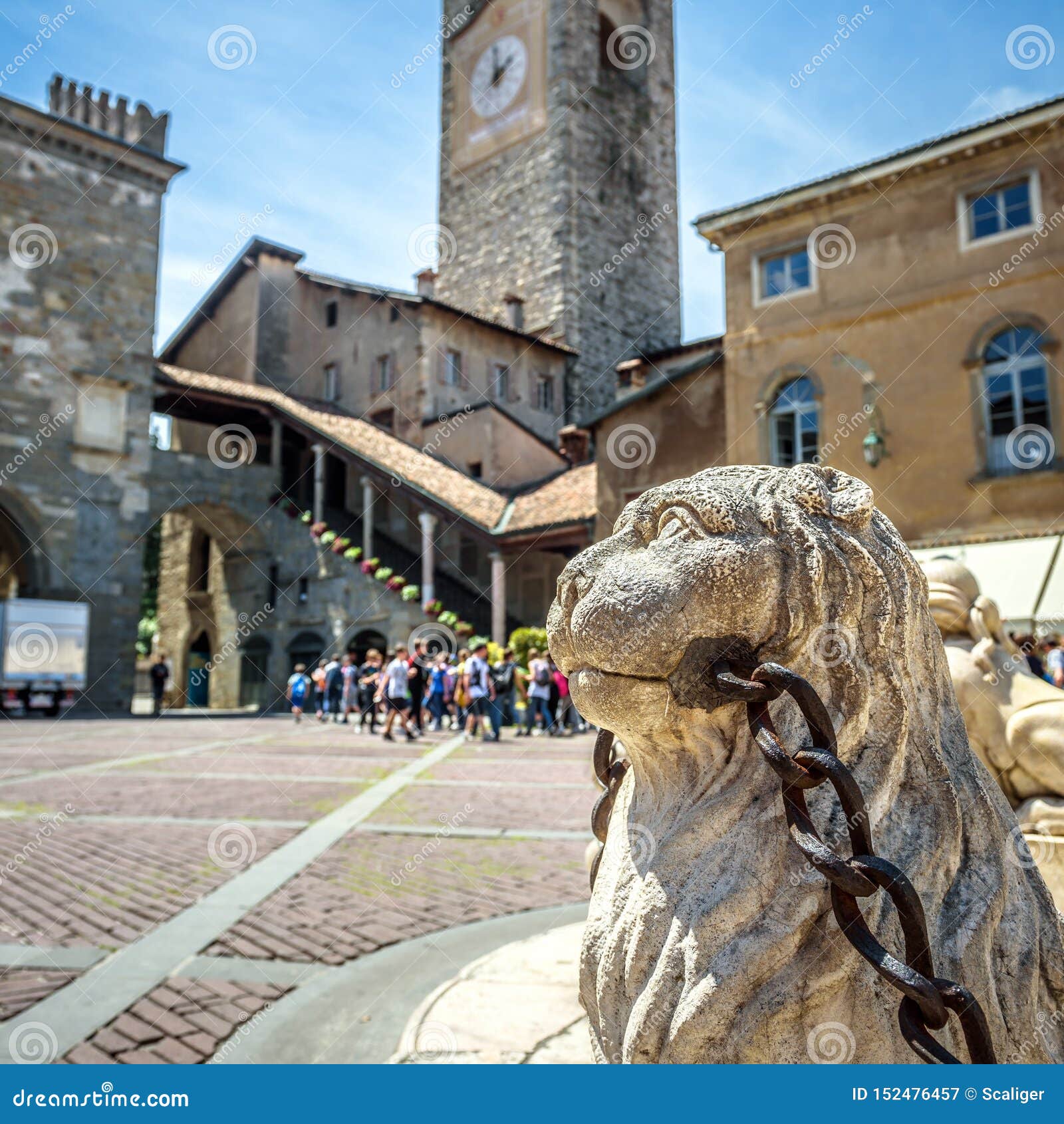 piazza vecchia in citta alta, bergamo, italy