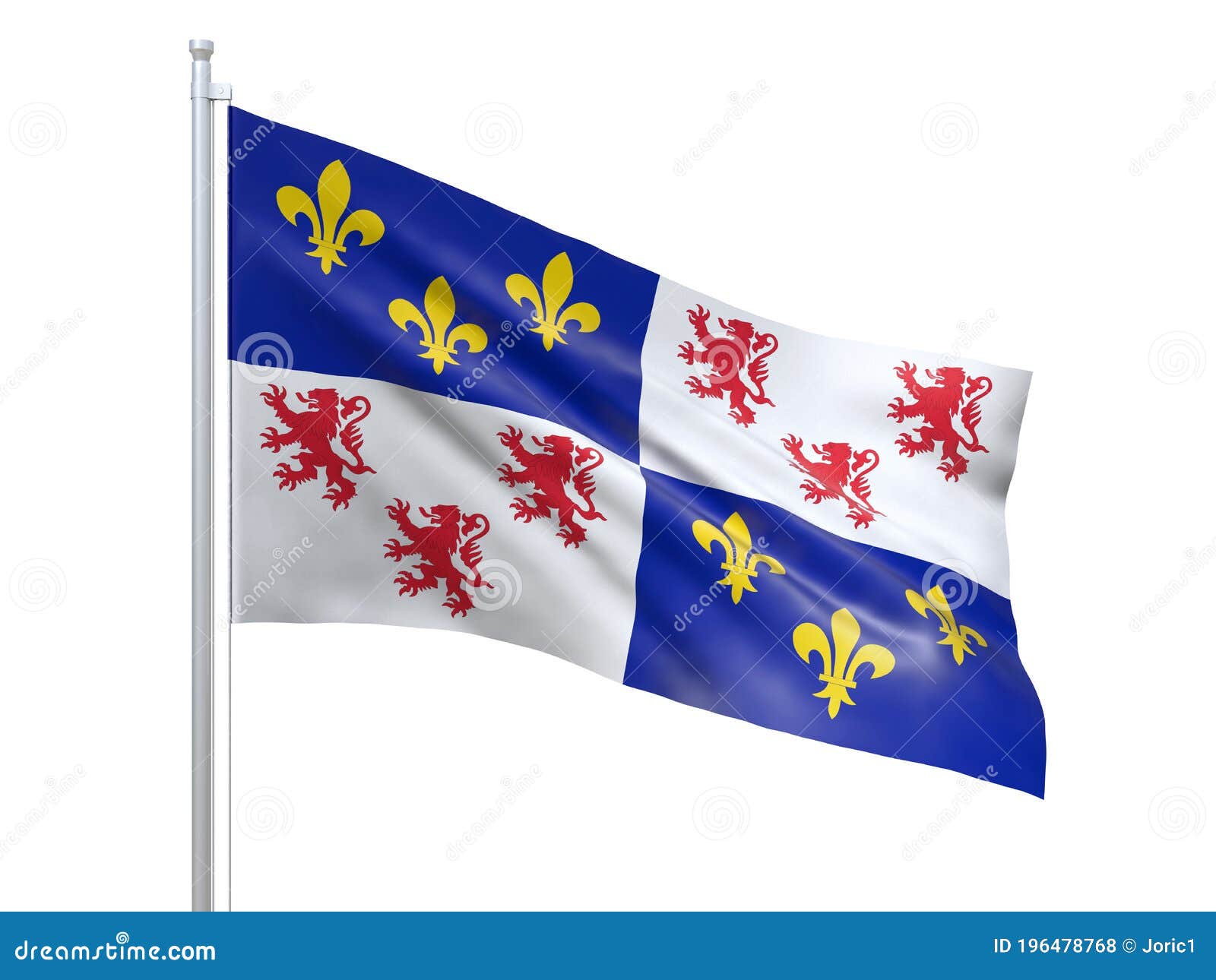 Picardy Region Of France Flag Waving On White Background Close Up Isolated 3d Render Stock Illustration Illustration Of Isolated Macro 196478768