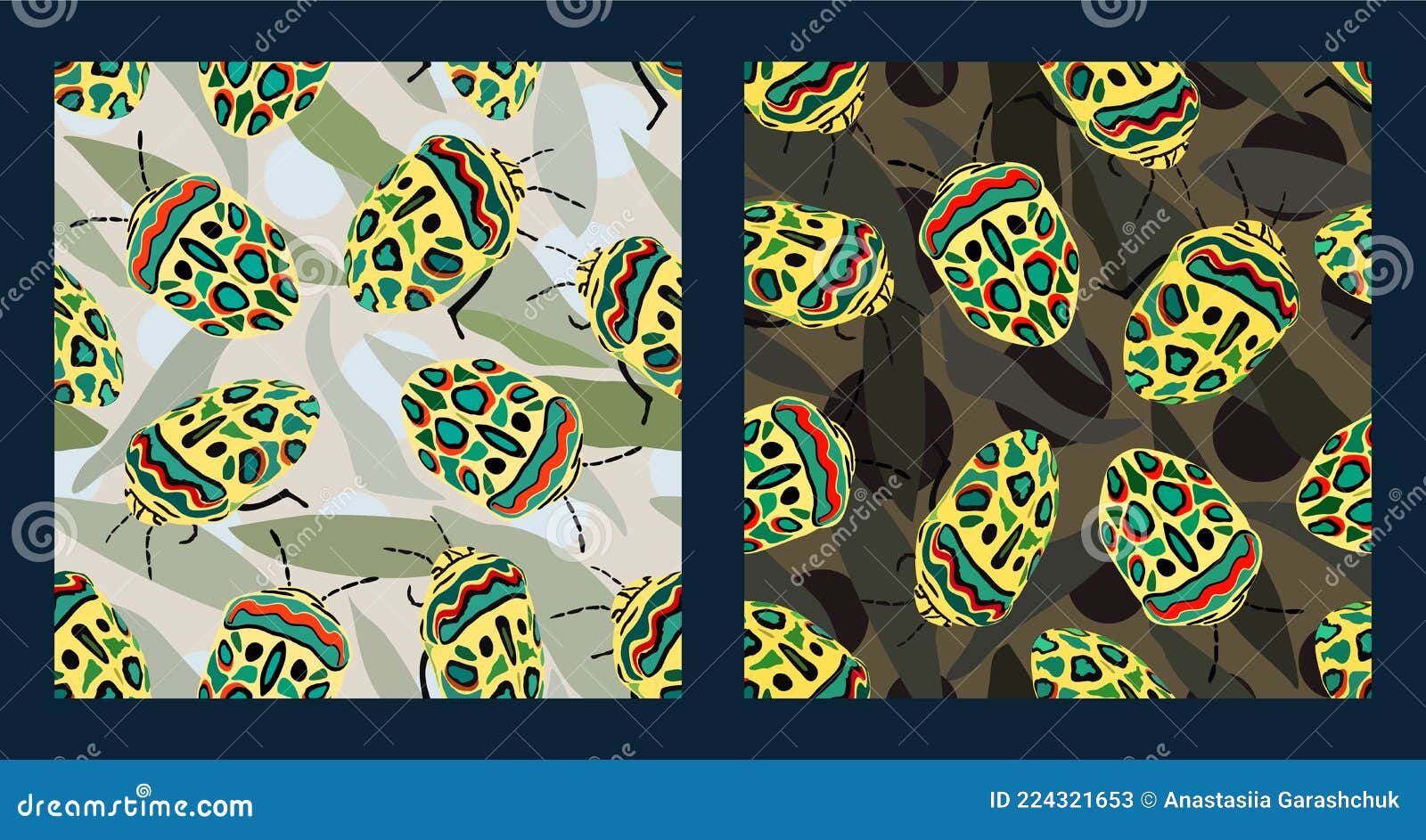 Picasso bug pattern set. stock vector. Illustration of wallpaper ...