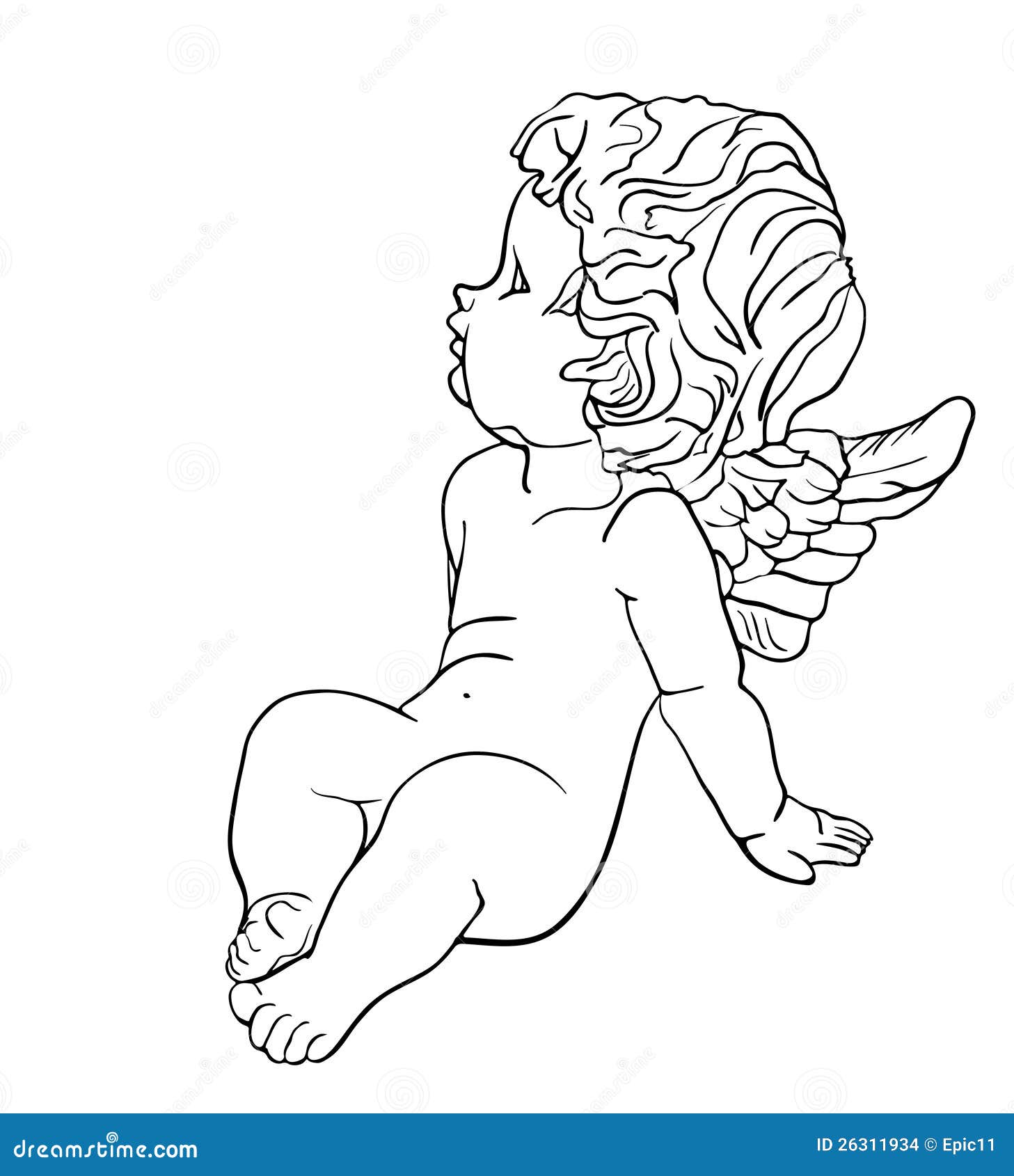 Piccolo angelo faticoso illustrazione vettoriale. Illustrazione di