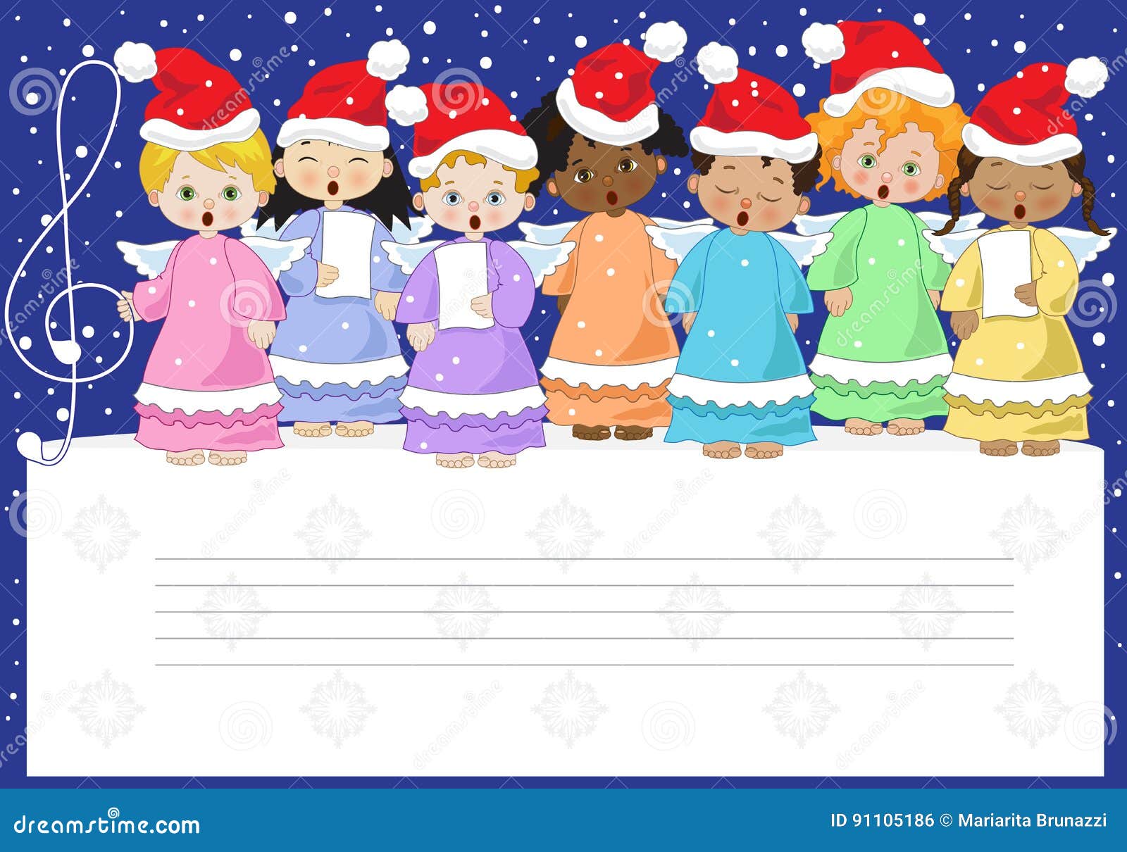 Immagini Di Angeli Di Natale.Piccolo Coro Degli Angeli Illustrazione Vettoriale Illustrazione Di Illustrazione 91105186