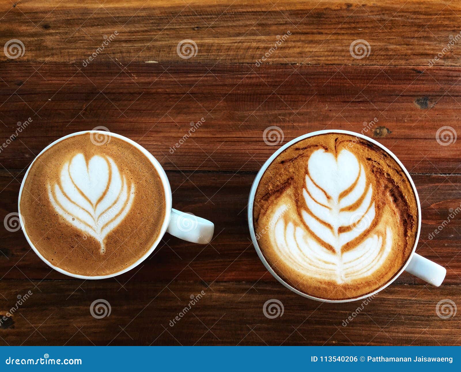 piccolo latte art coffee and cappuccino coffee in white cup