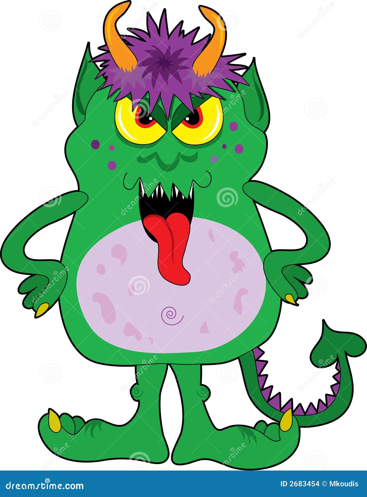 Piccolo mostro verde illustrazione vettoriale. Illustrazione di mostro