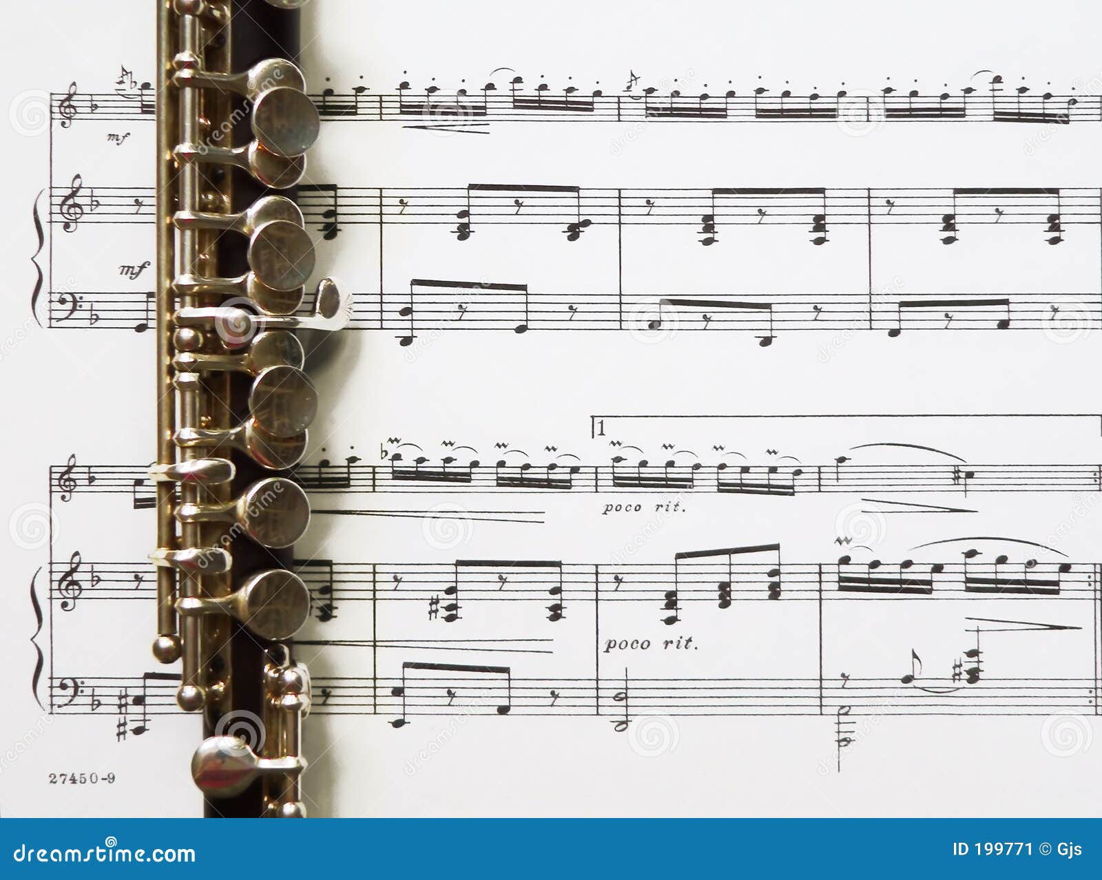 Piccolo and sheet music stock image. Image of accompaniment - 199771