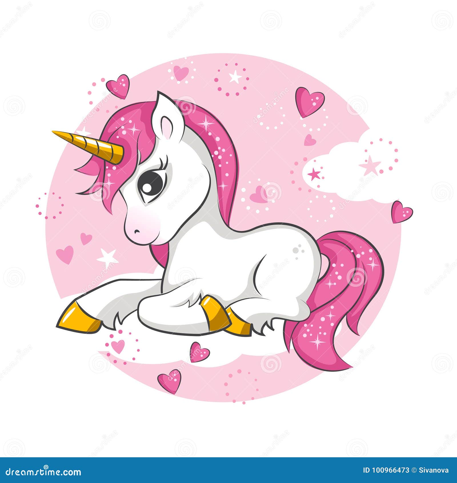 Piccolo Unicorno Sveglio Illustrazione Vettoriale Illustrazione Di Mane 100966473