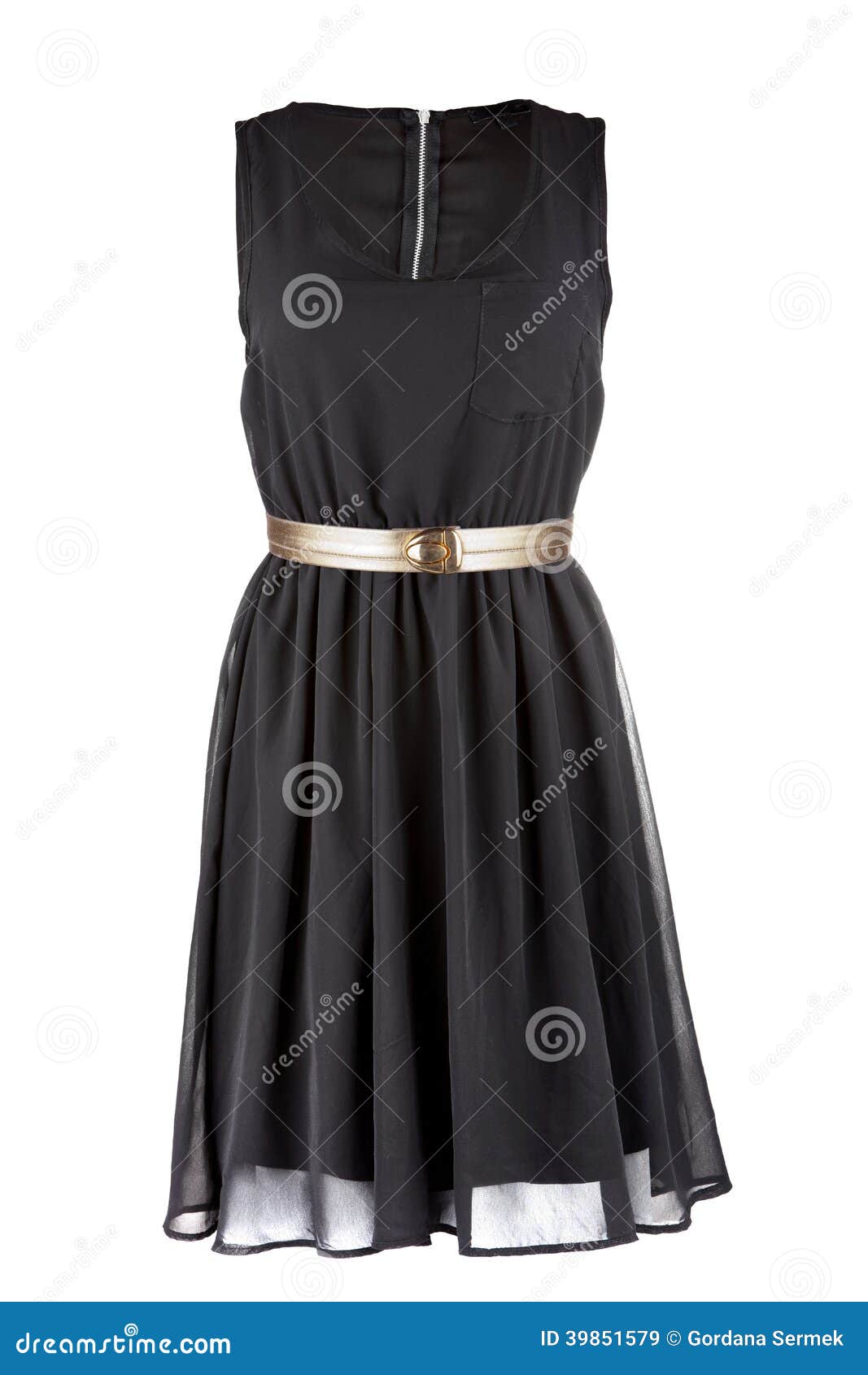 Piccolo Vestito Nero Con La Cinghia Dorata Immagine Stock Immagine di