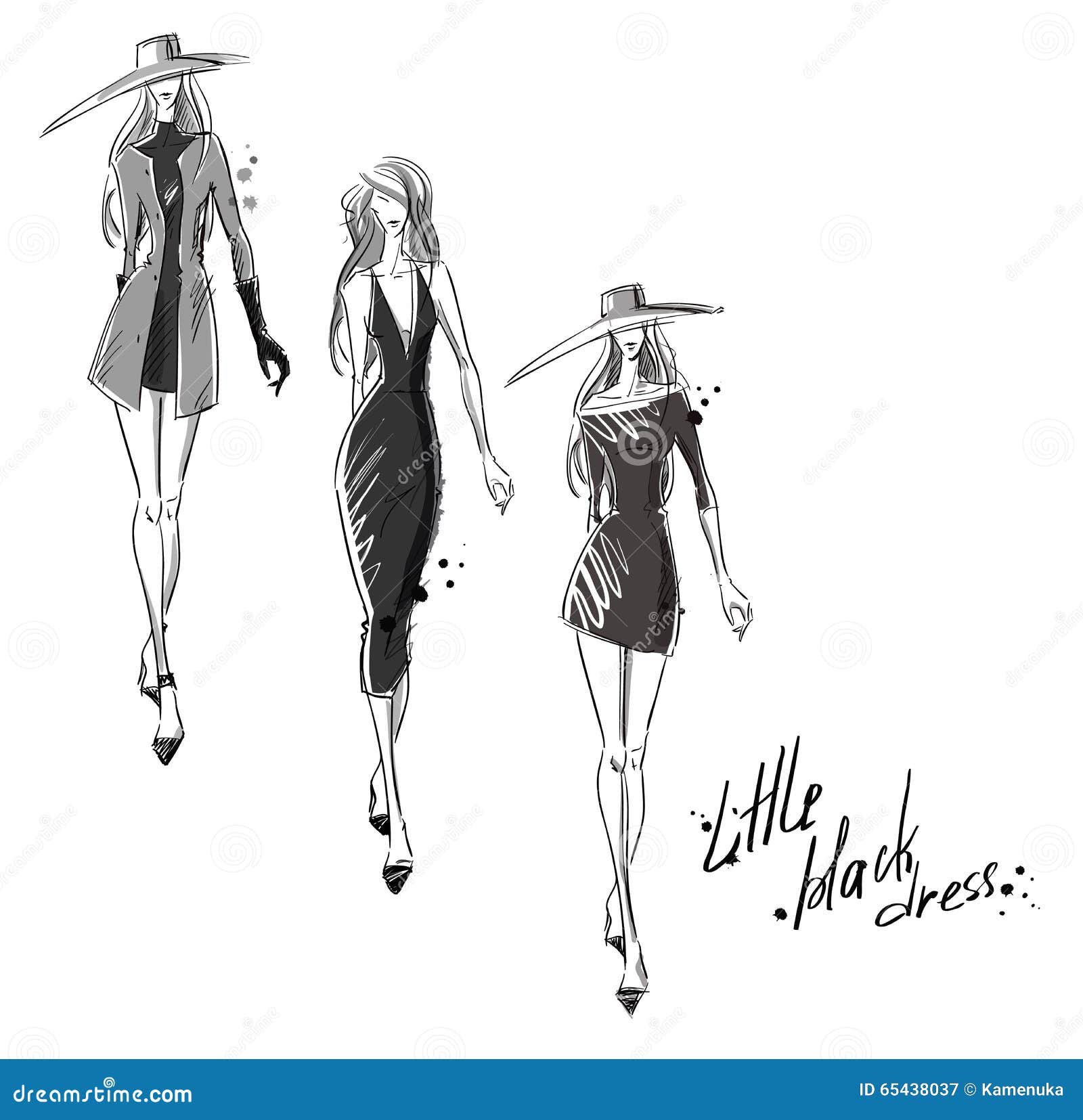 Piccolo Vestito Nero Illustrazione Di Modo Illustrazione Vettoriale