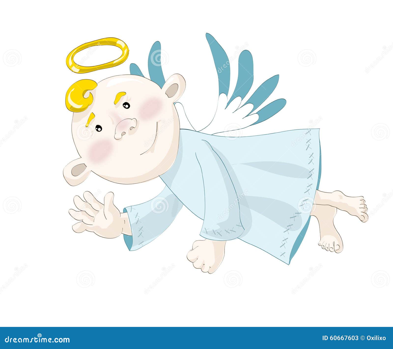 Piccolo Volo Di Angelo Sul Cielo Blu Illustrazione di Stock