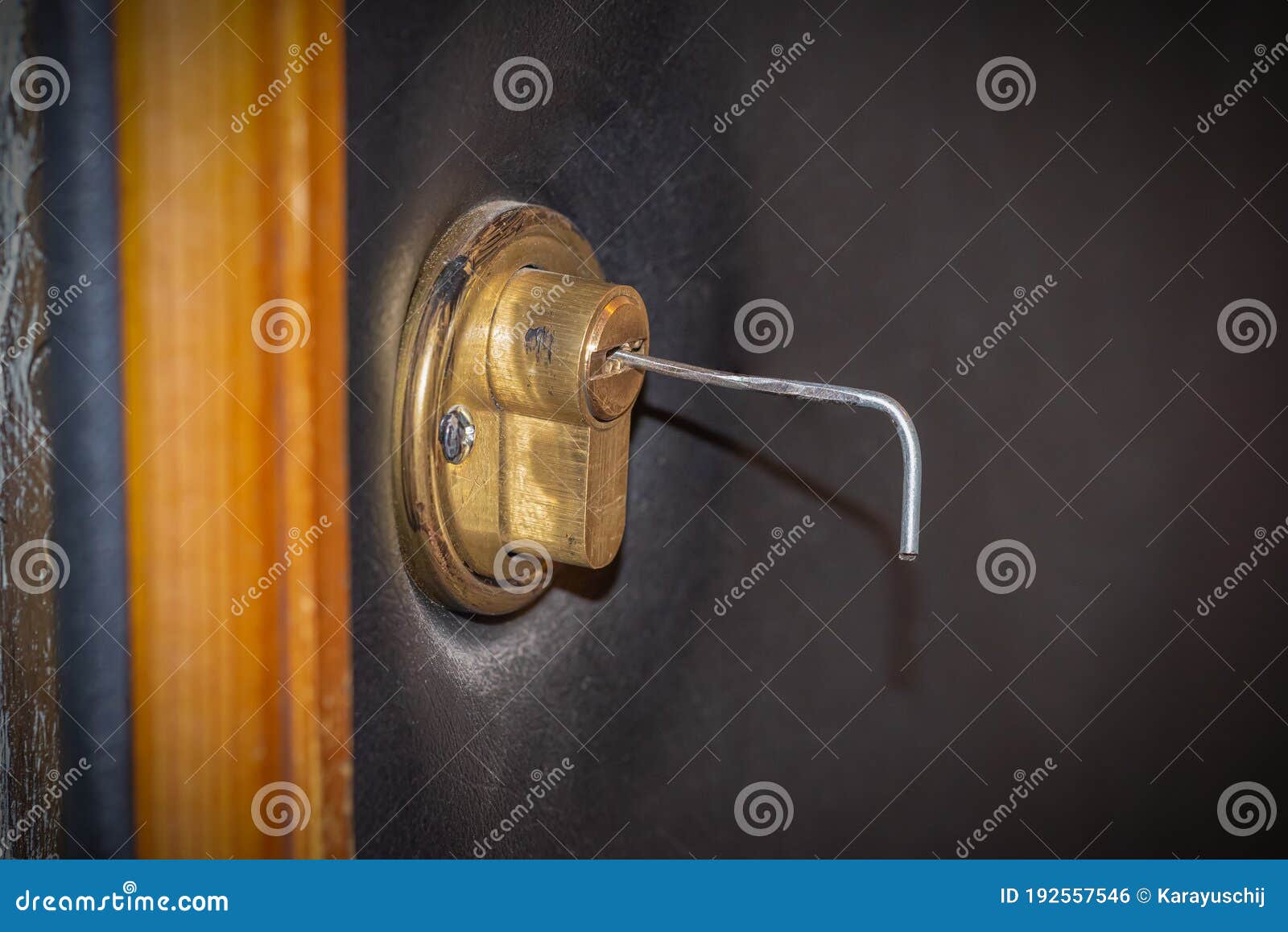 Pick a Lock with a Tension Wrench Stock Photo Image of lock, open