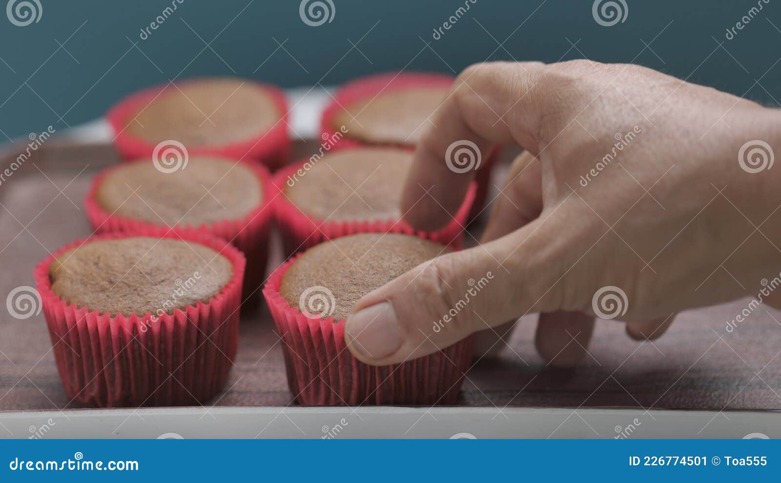 Pick Up Chocolate Cupcakes on Table in Party Stock Image - Image of ...