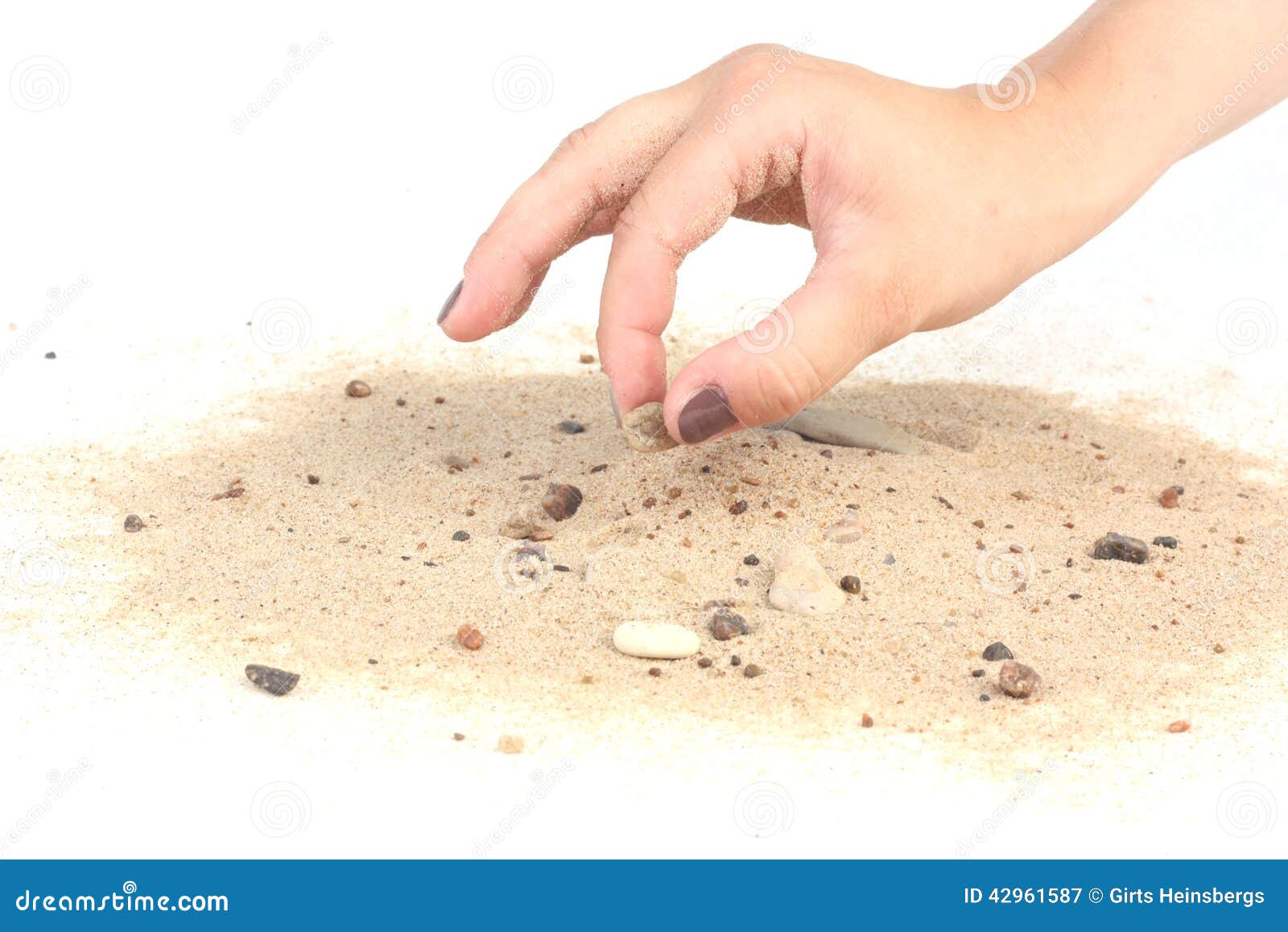 Picking Up Stone From Sand On White Background Stock Image Image of