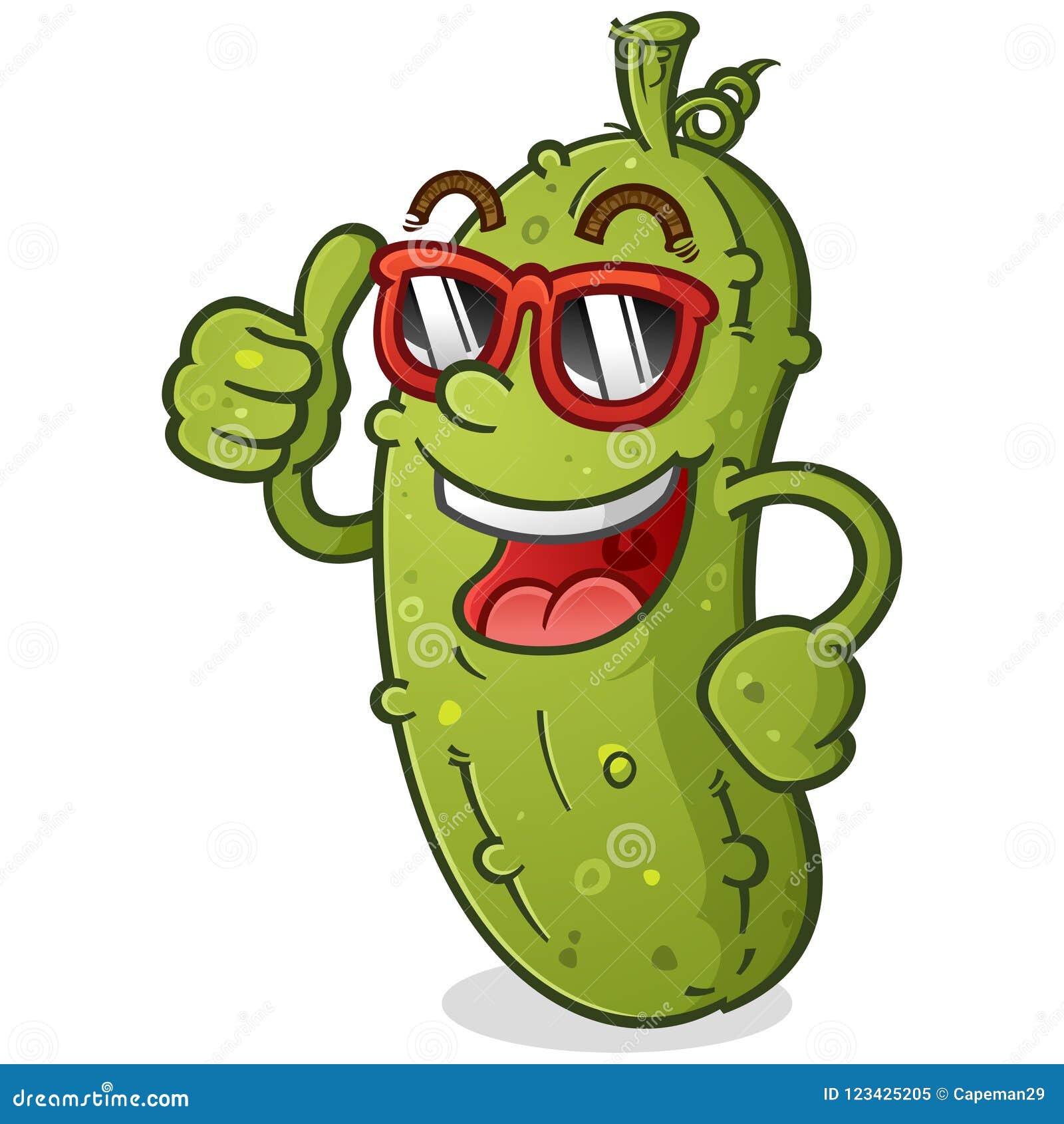 pickle cartoon character with attitude wearing sunglasses