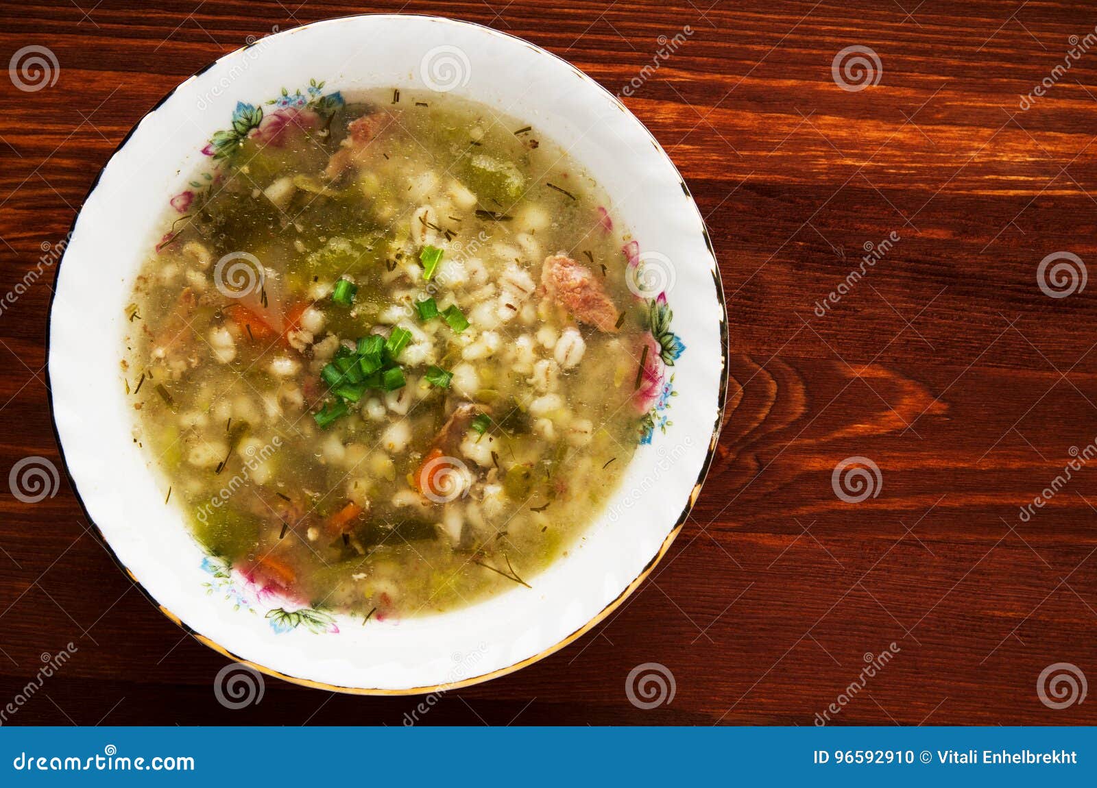 Pickle soup .healthy soup stock photo. Image of barley 96592910
