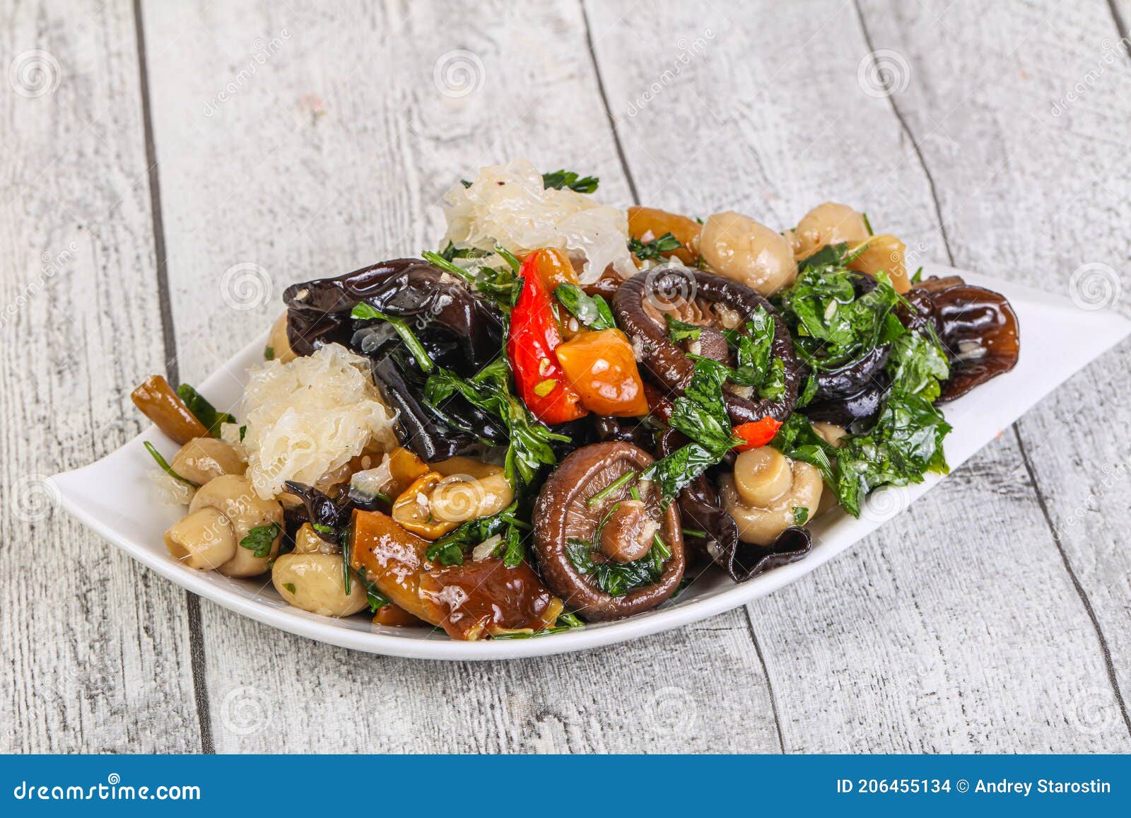 Pickled Asian Mushroom Mux with Herbs Stock Photo Image of soup