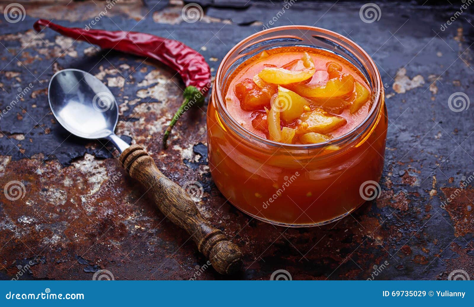 Pickled Bulgarian Peppers in a Glass Jar Stock Image Image of