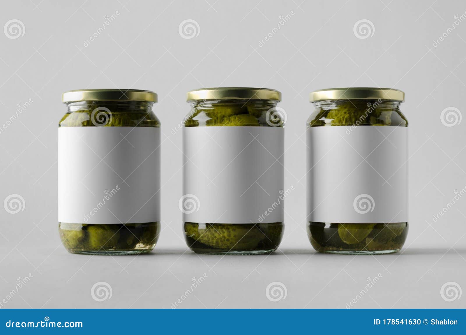 Download Pickled Cucumber Jar Mock Up Three Jars Blank Label Stock Photo Image Of Jars Regular 178541630