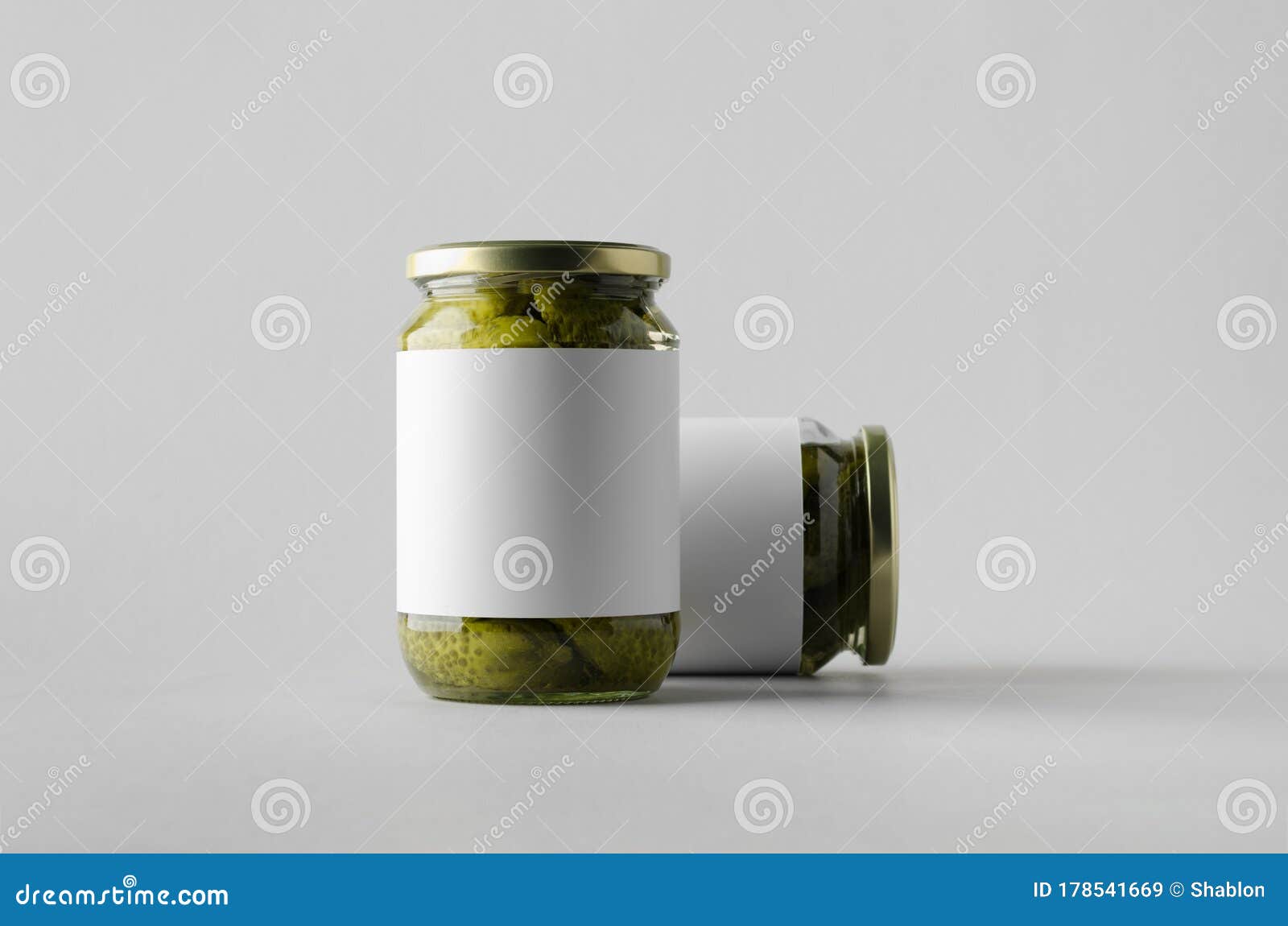 Download Pickled Cucumber Jar Mock-Up - Two Jars. Blank Label Stock Image - Image of ingredient ...