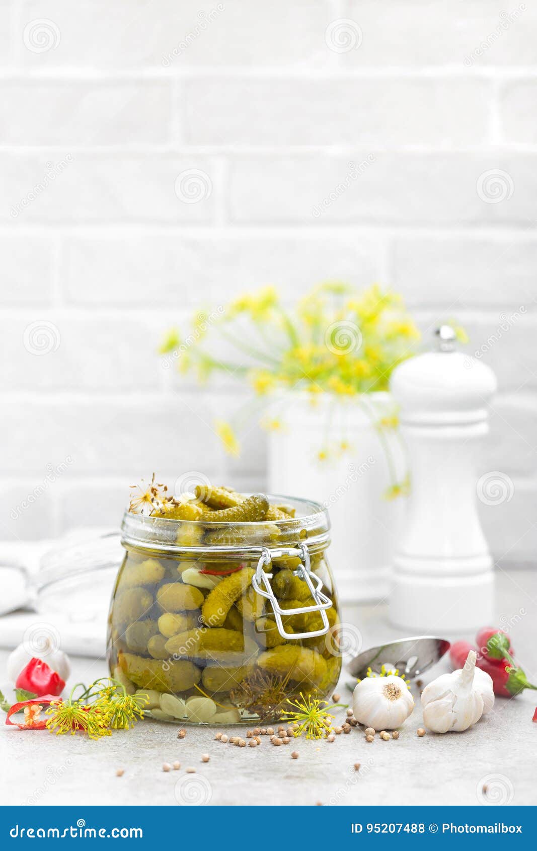 Pickled Cucumbers, Small Marinated Pickles Stock Photo Image of