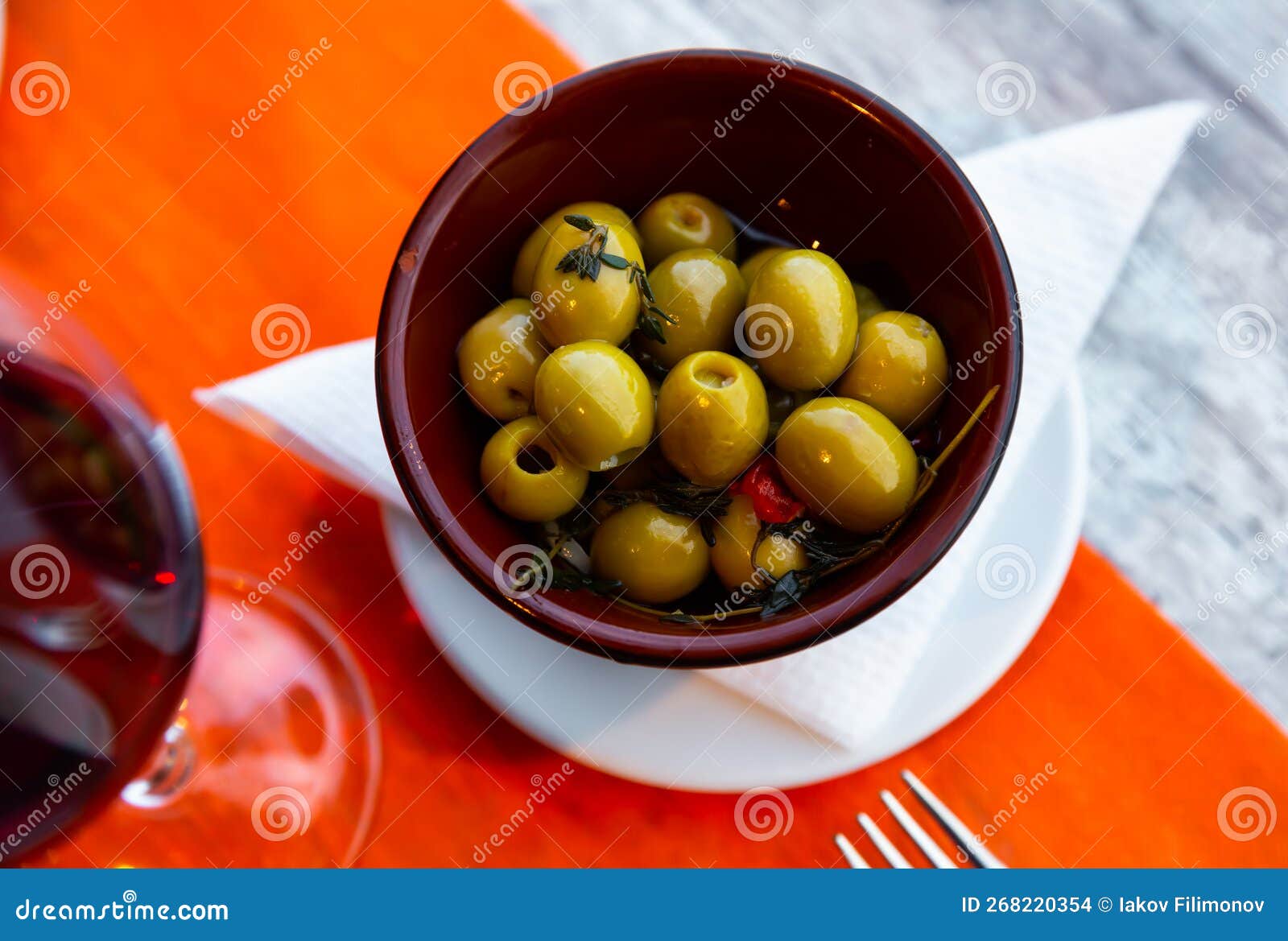pickled green olives without stone - typical spanish tapas olivas verdes sin hueso