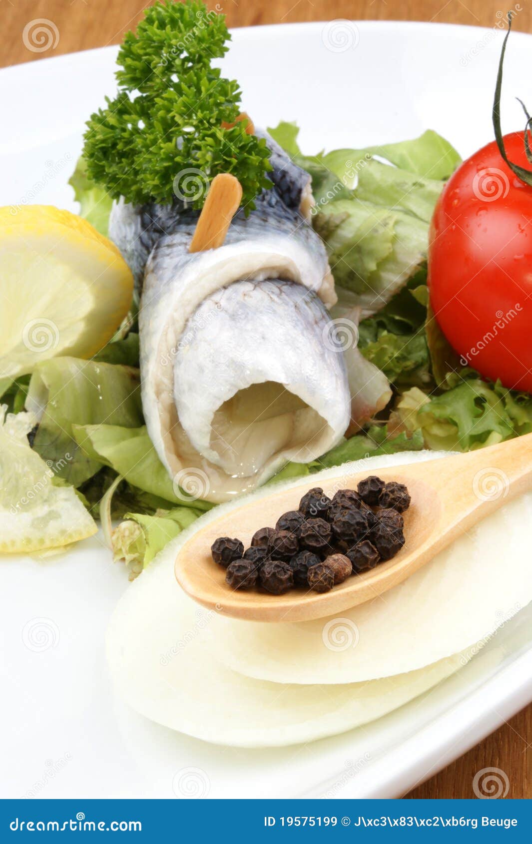 Pickled Herring with Tomato, Onion and Lemon Stock Image Image of