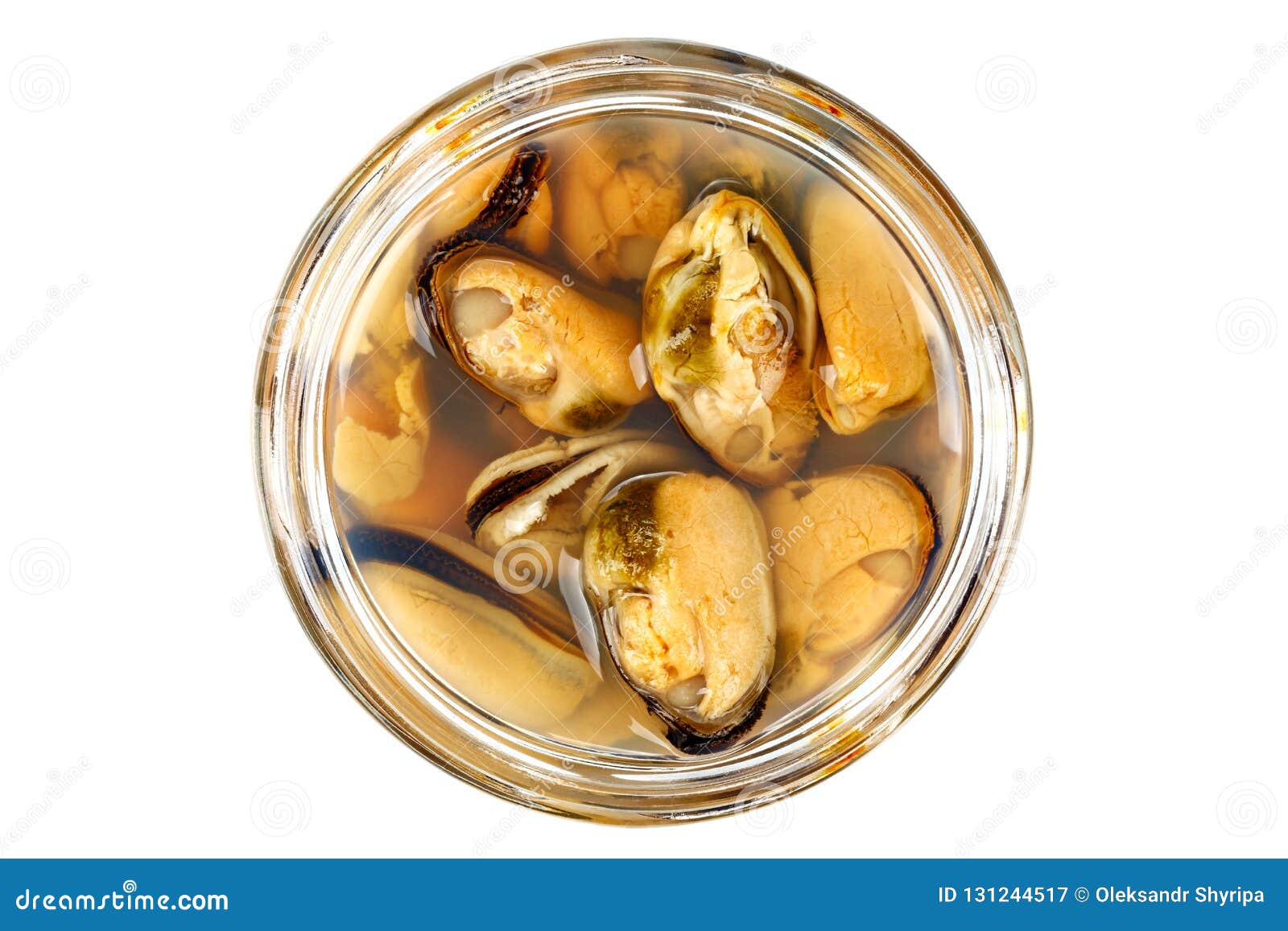 Pickled mussels isolated stock image. Image of metal 131244517