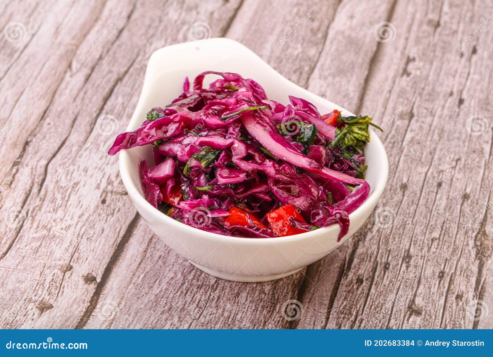 Pickled Red Cabbage with Herbs Stock Photo Image of bowl, slaw 202683384