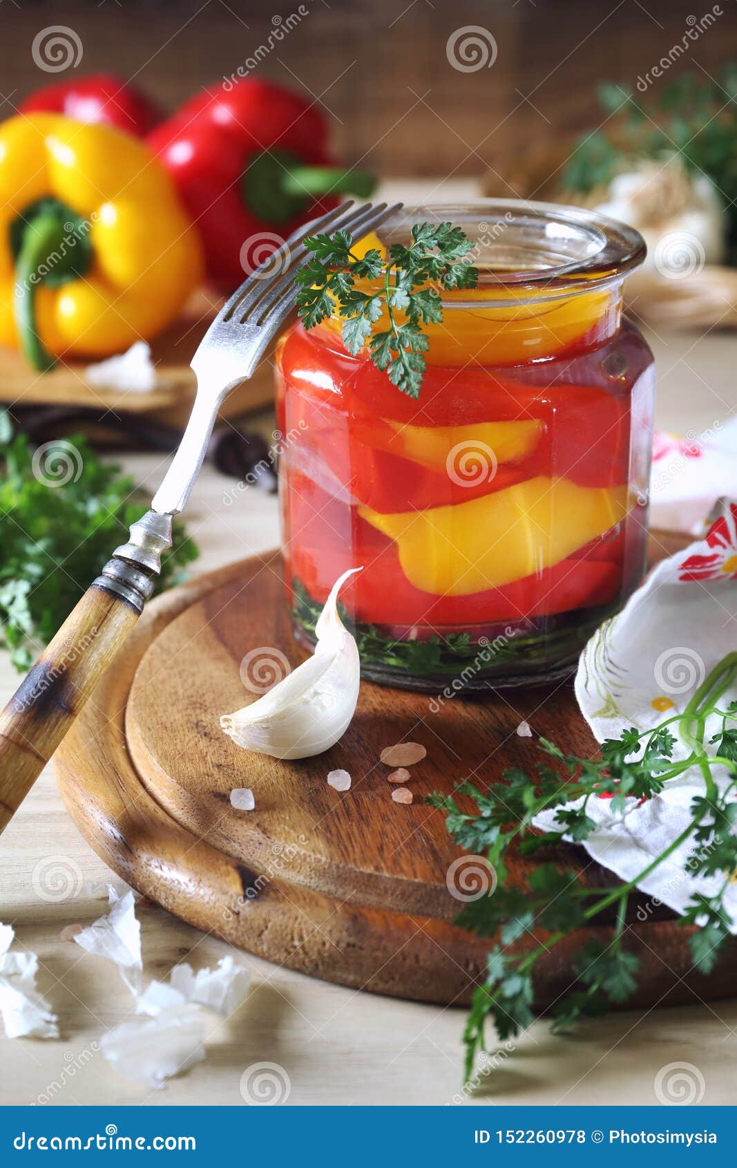 Salad of Pickled Bell Pepper in Jar and Its Ingredients Stock Photo Image of pickle, yellow