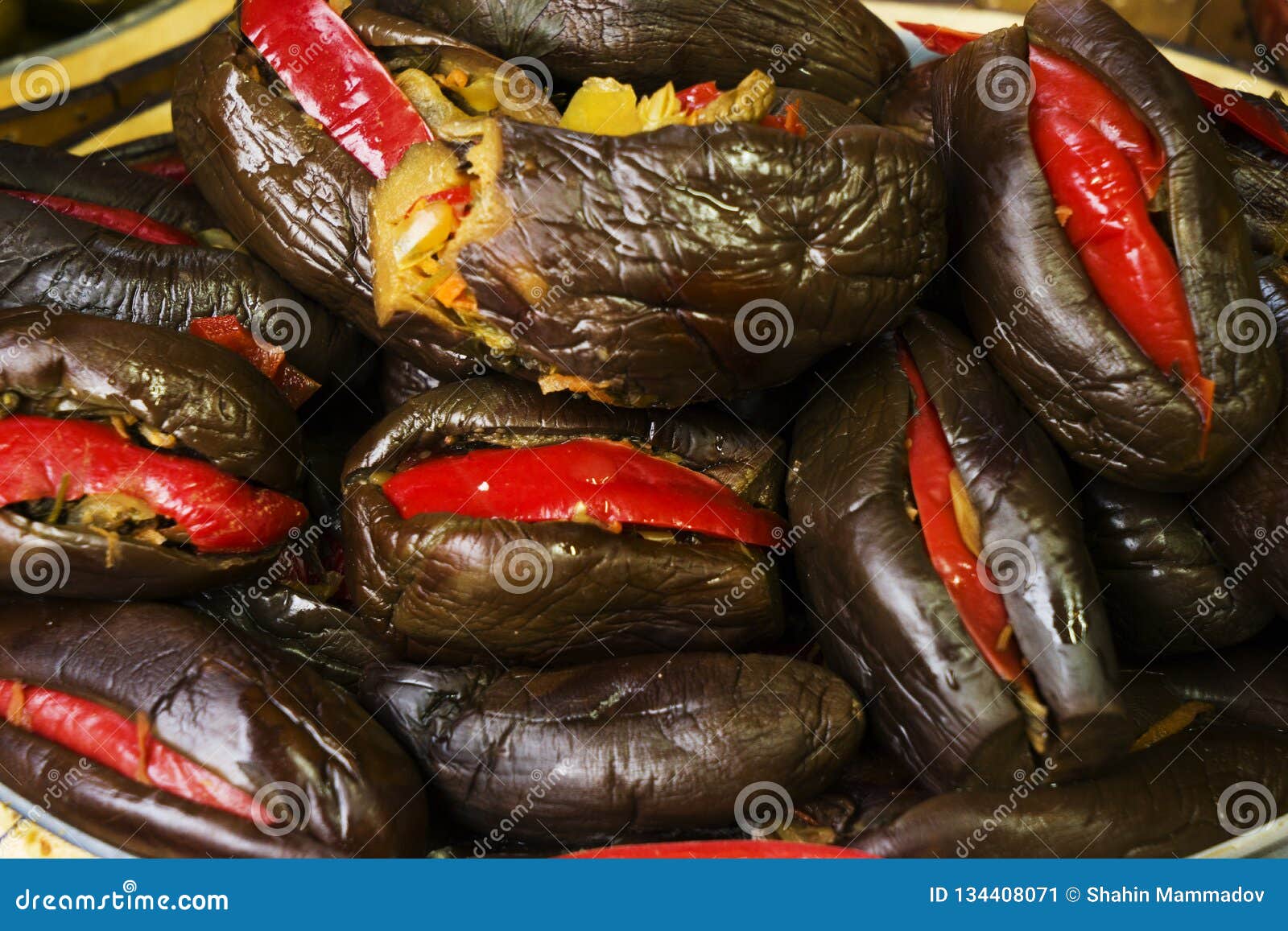 Pickled Stuffed Eggplant with Vegetables Stock Image Image of
