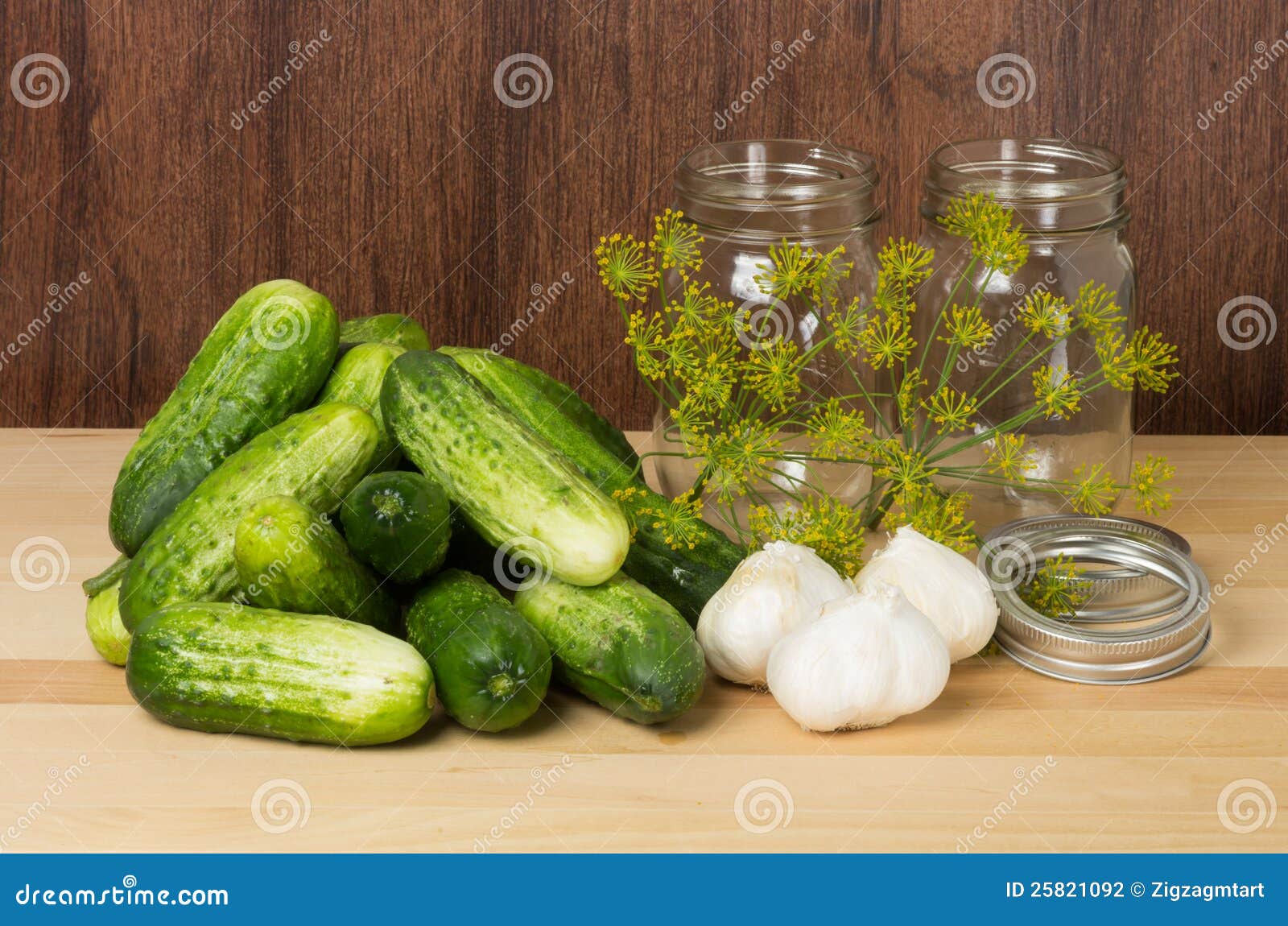 Pickles with Jars and Garlic Stock Photo Image of mason, spice 25821092