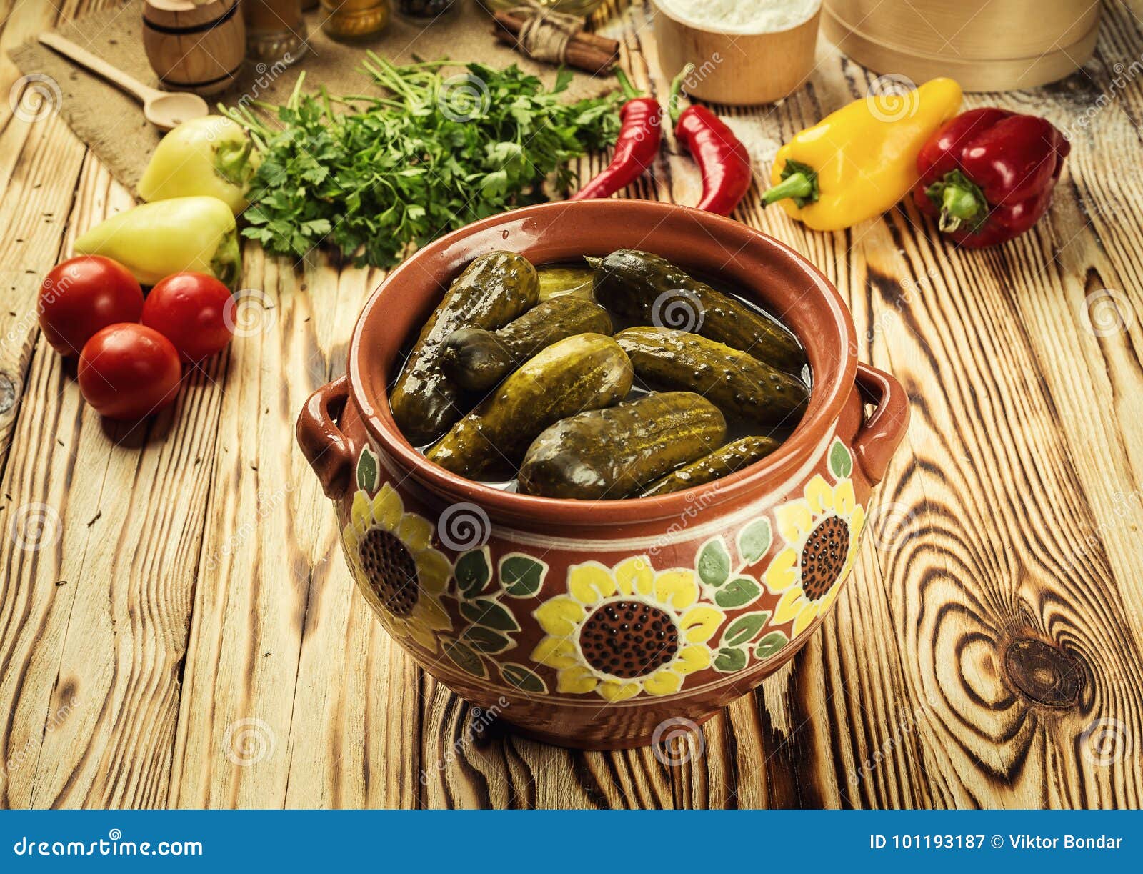 Pickles.marinated Pickled Cucumbers in Bowl,Marinated Cucumbers Stock