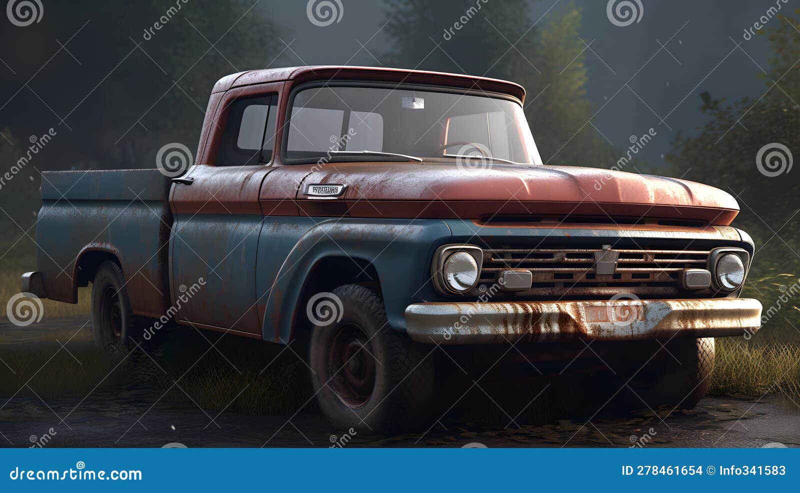 pickup truck rugged countryside hyper-realistic textures three generative ai