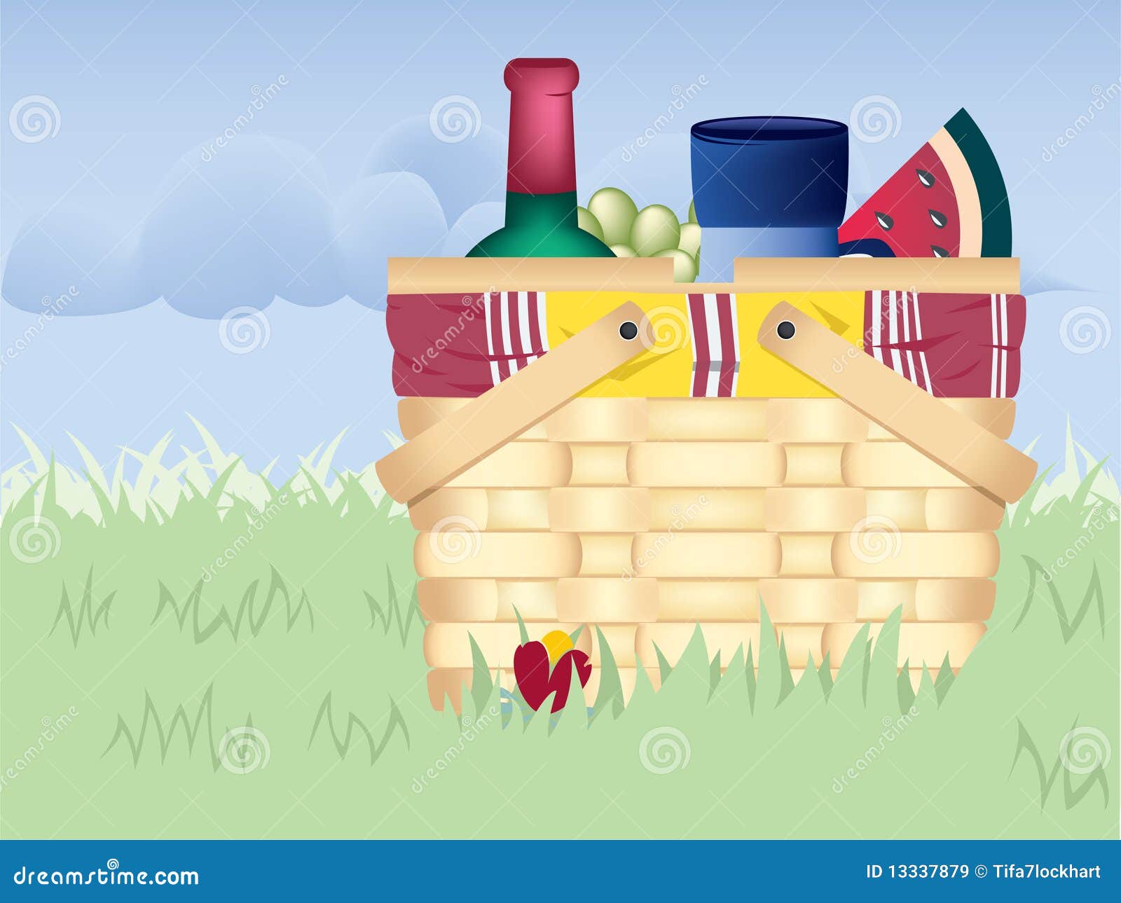 Picnic Basket stock vector. Illustration of grass, leisure 13337879