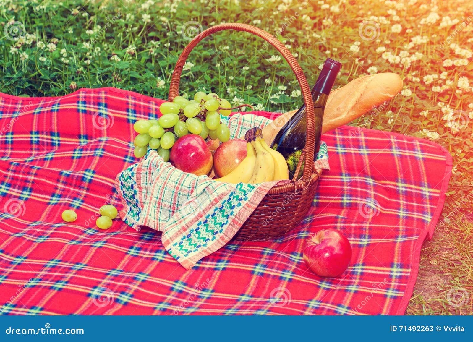Picnic Basket on the Blanket Stock Image Image of basket, sunlight