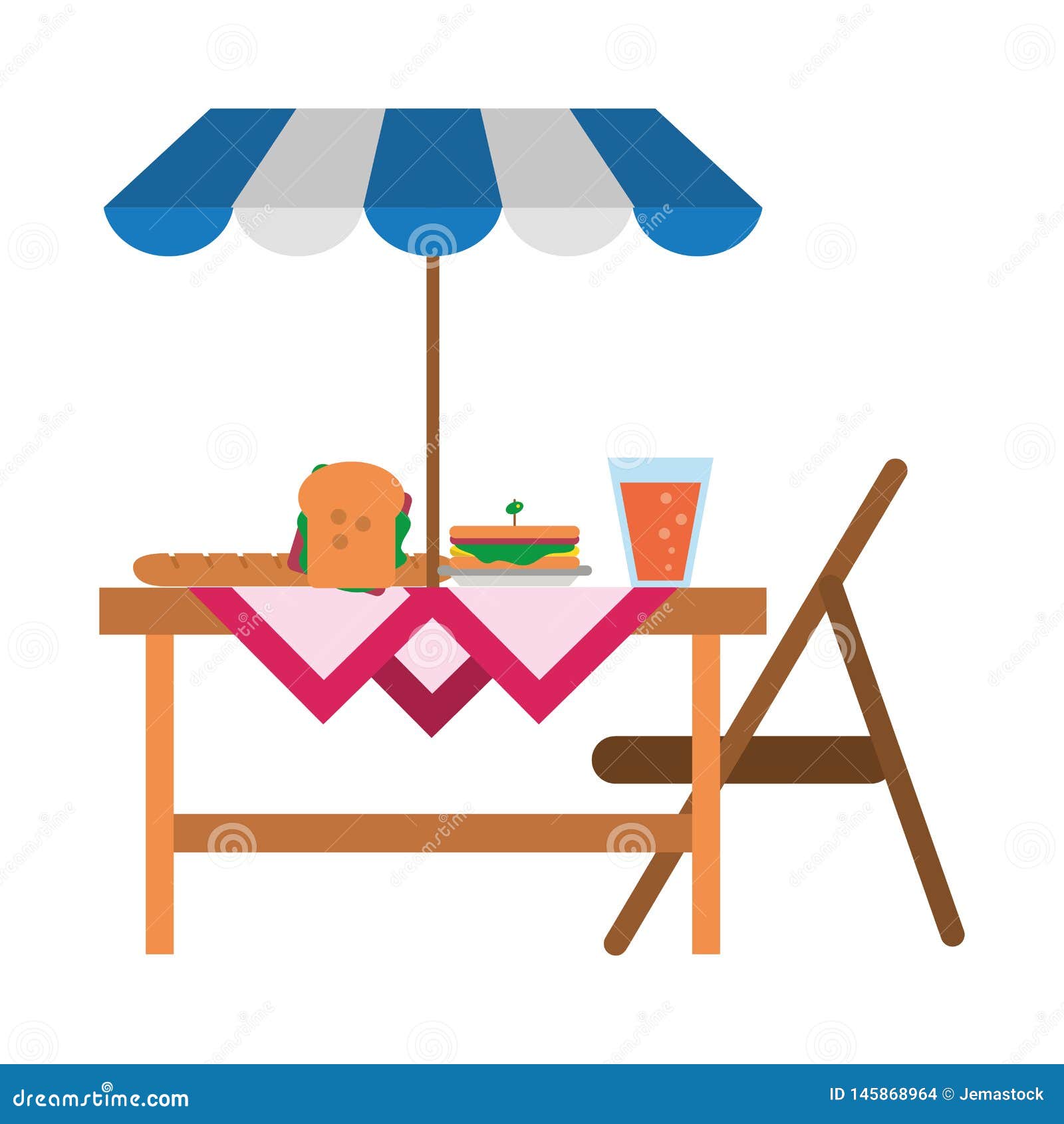 Picnic Basket With Food Products Flat Stock Vector ...