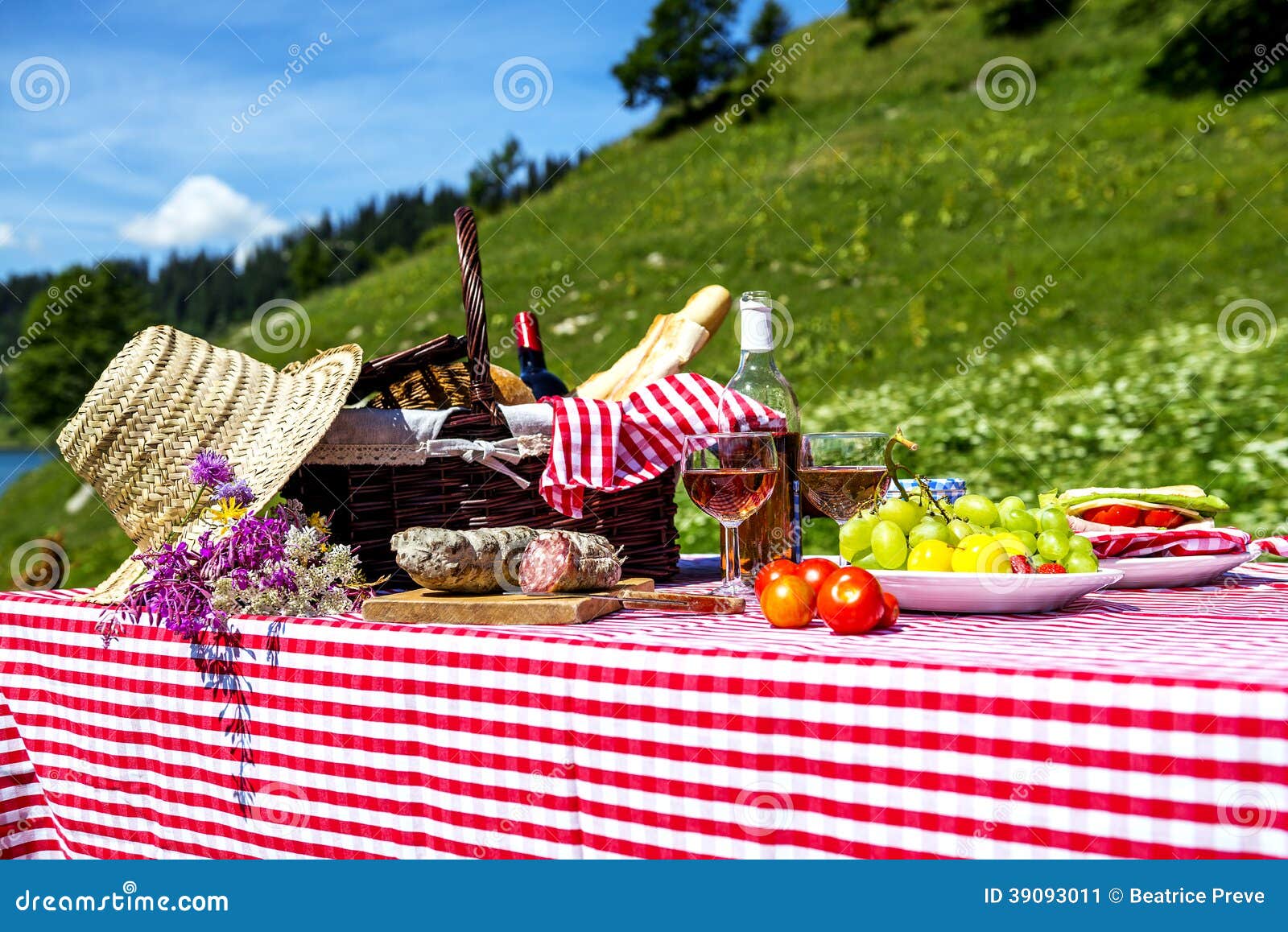 Picnic on the grass stock image. Image of spring, sunny 39093011