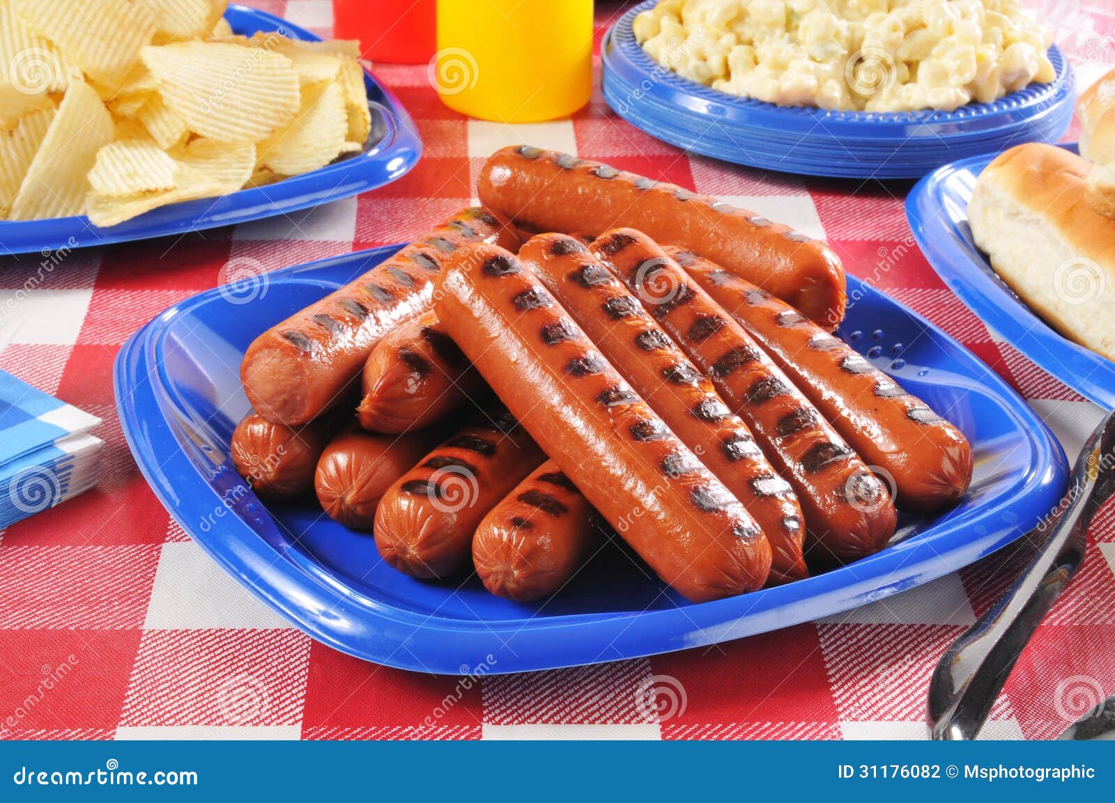 Picnic Hot Dogs stock photo. Image of horizonta, lunch - 31176082
