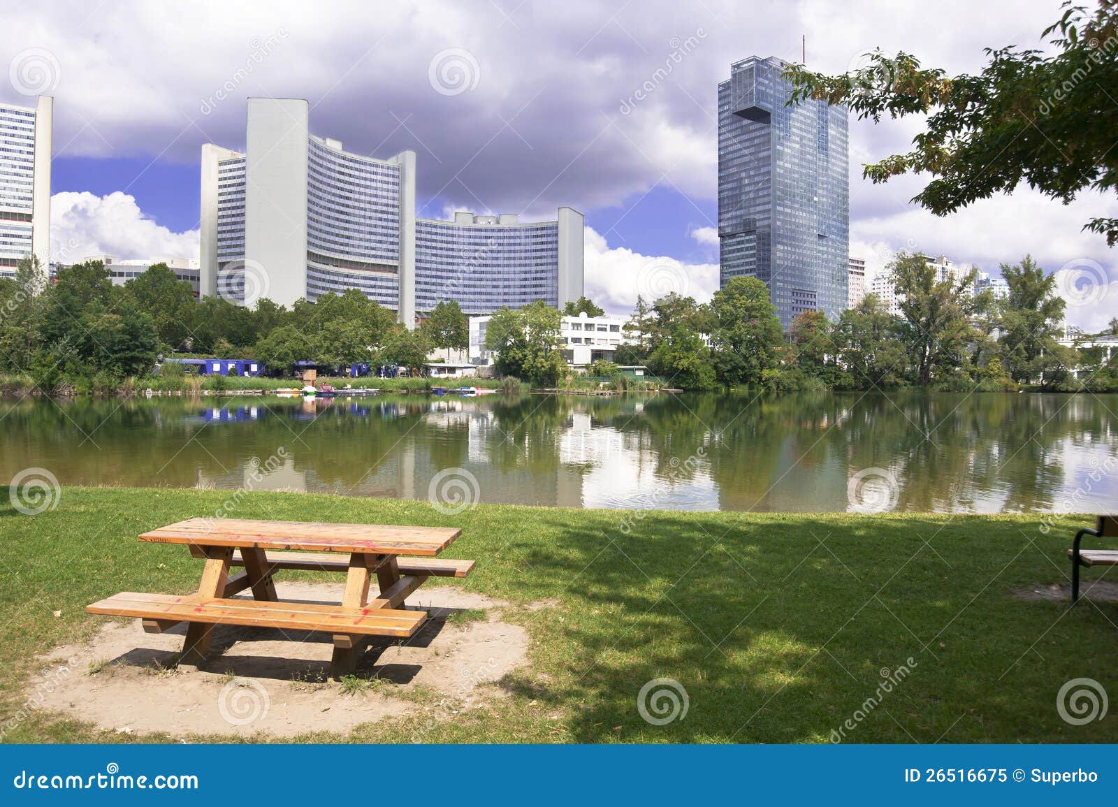 picnic park and modern buildings vienna