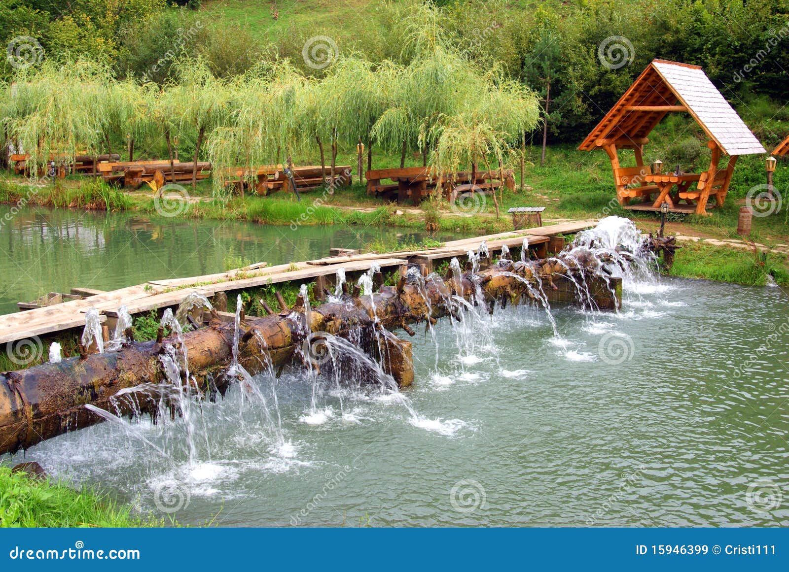 Picnic place near lake stock image. Image of mountains - 15946399