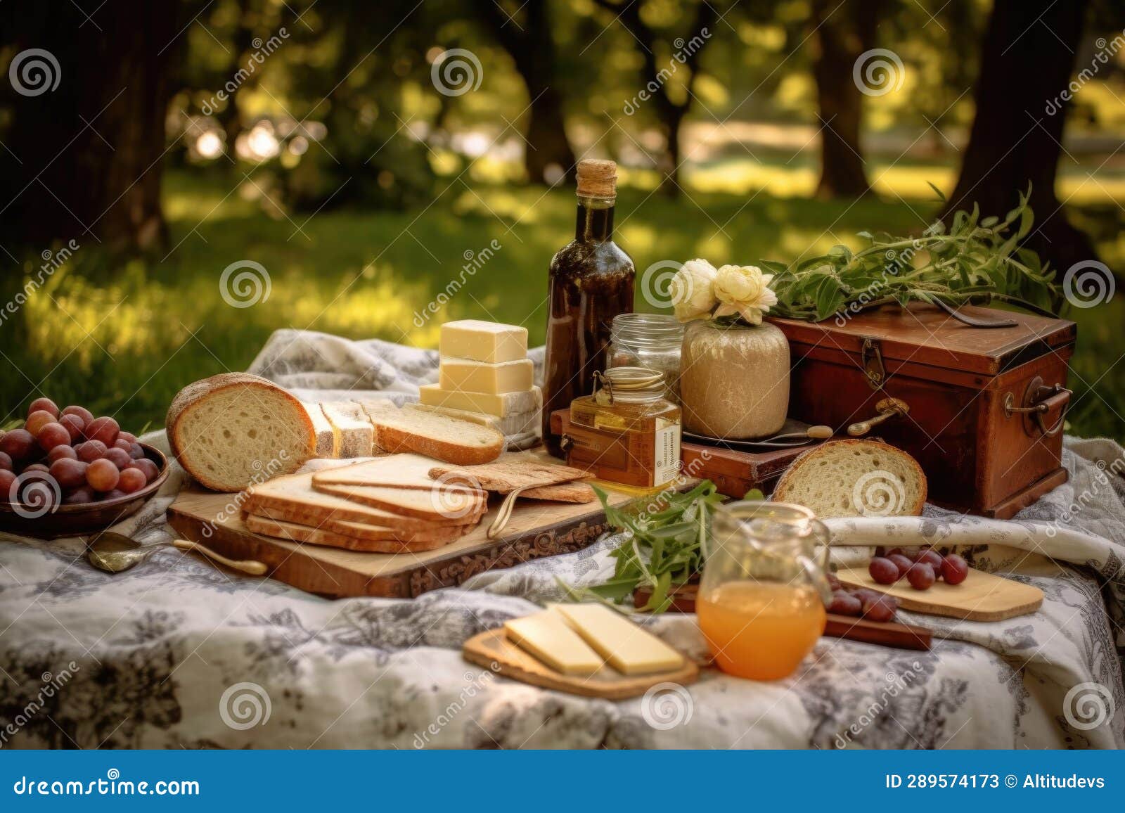 Picnic Setting with Brandy Making Book and Ingredients Stock Image