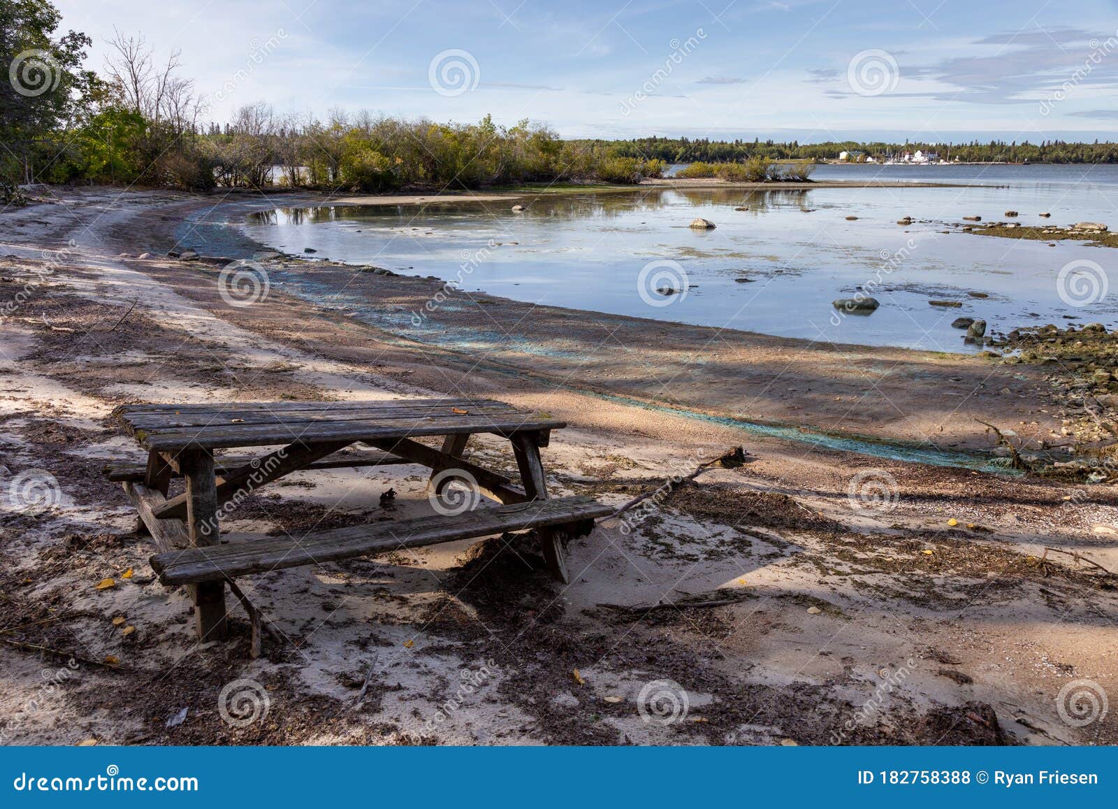 Picnic Table Alongside Lake Winnipeg Stock Photo Image of picnic