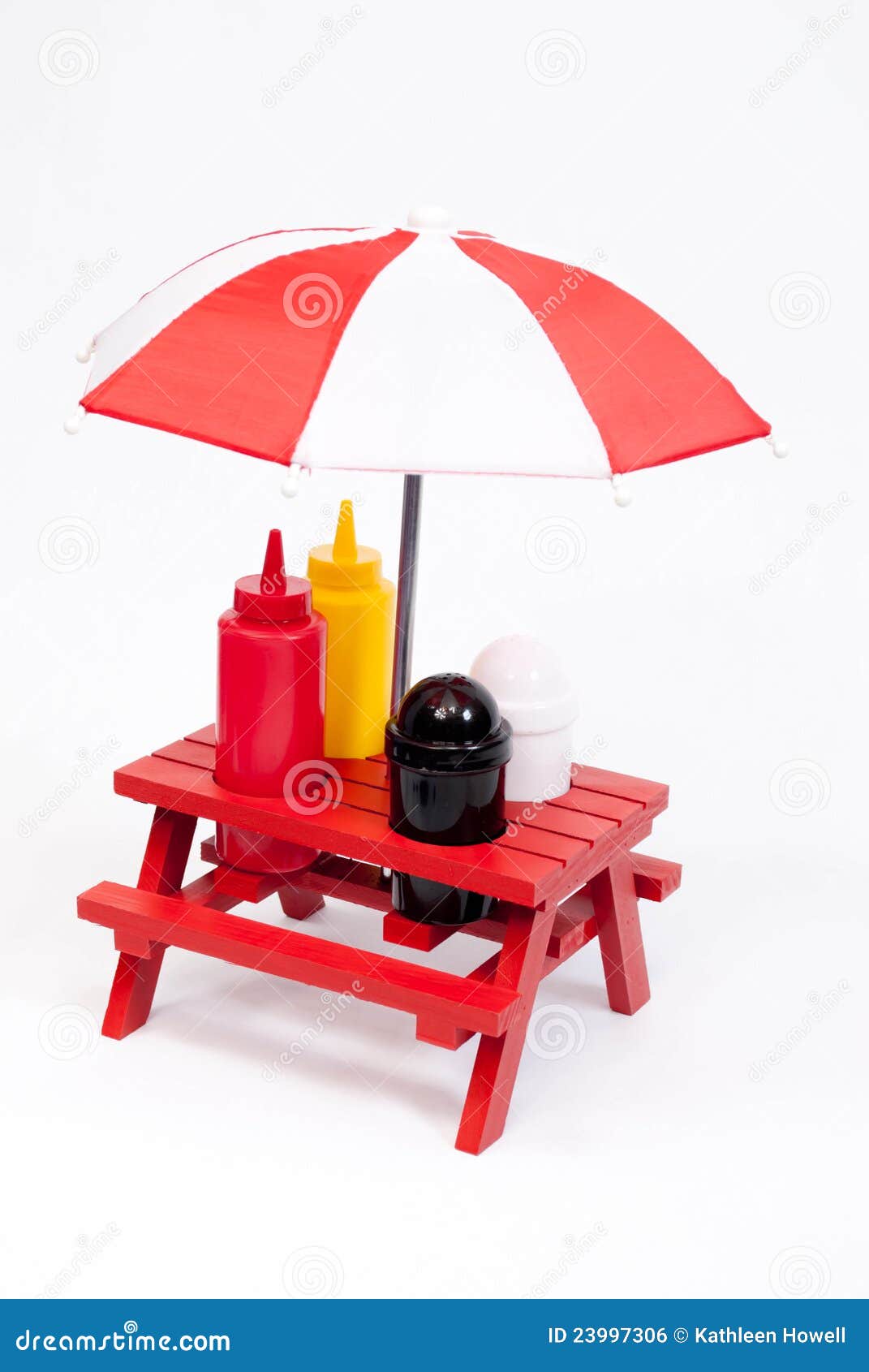 Picnic Table Condiments, Vertical Stock Photo Image of ketchup