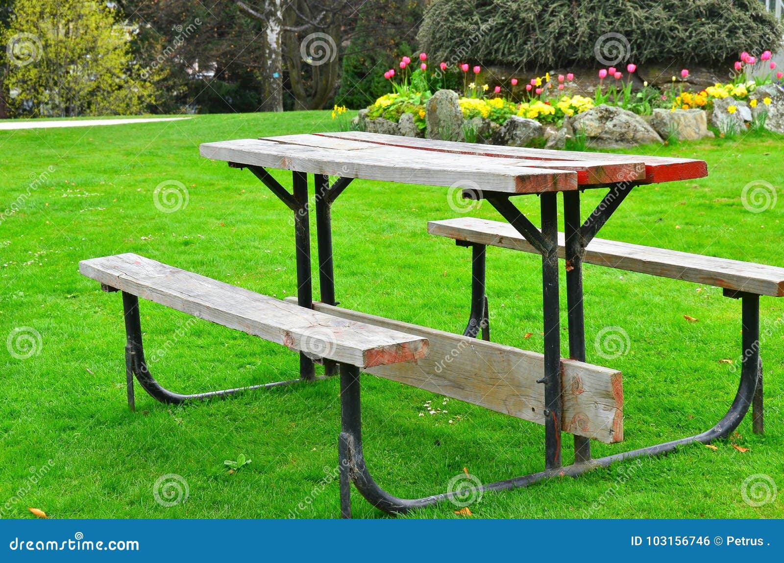 Picnic Table Garden stock photo. Image of botanical 