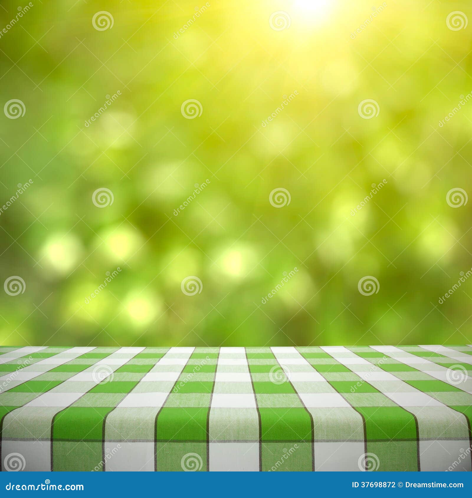 Picnic Table On Green Bokeh Stock Photo - Image of foliage 