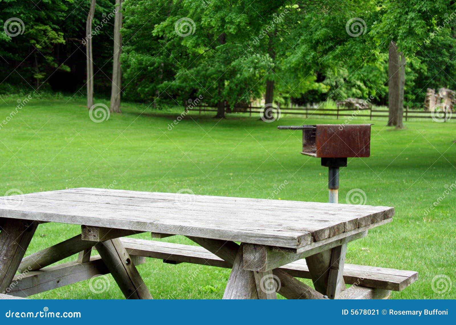 picnic table and grill in park