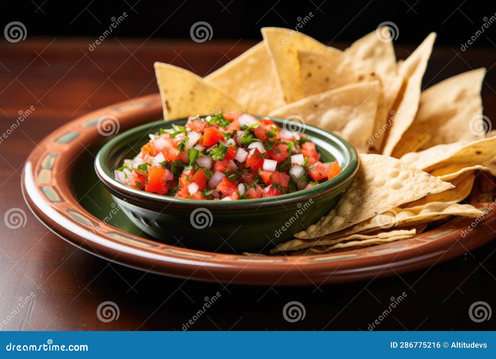 Pico De Gallo Served with Tortilla Chips Stock Photo Image of snack
