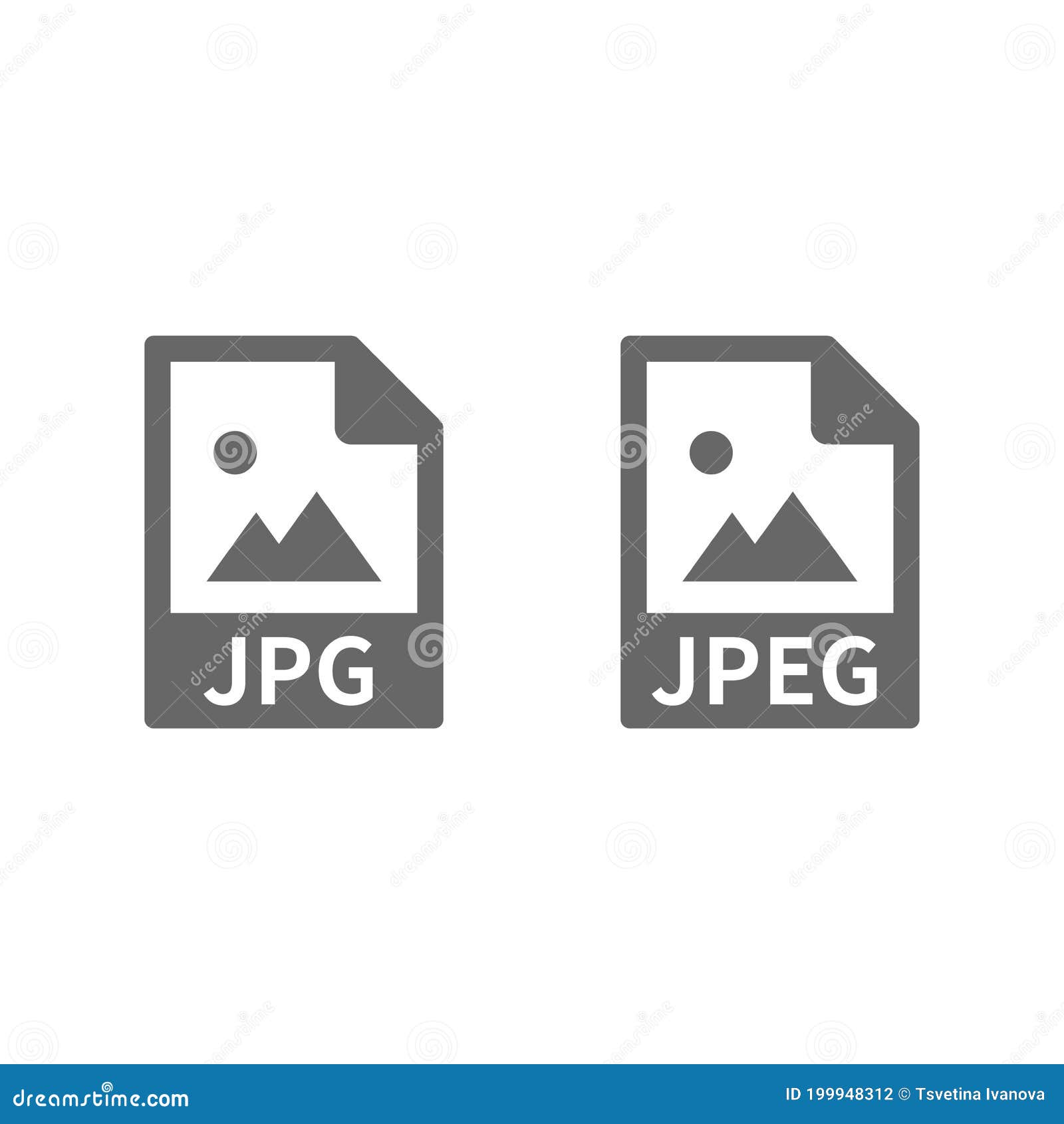 Pictogram Jpg- En Jpeg-Bestandsvector Afbeelding, Symbool Voor Beeldformaat Vector Illustratie - Illustration Of Foto, Vector: 199948312